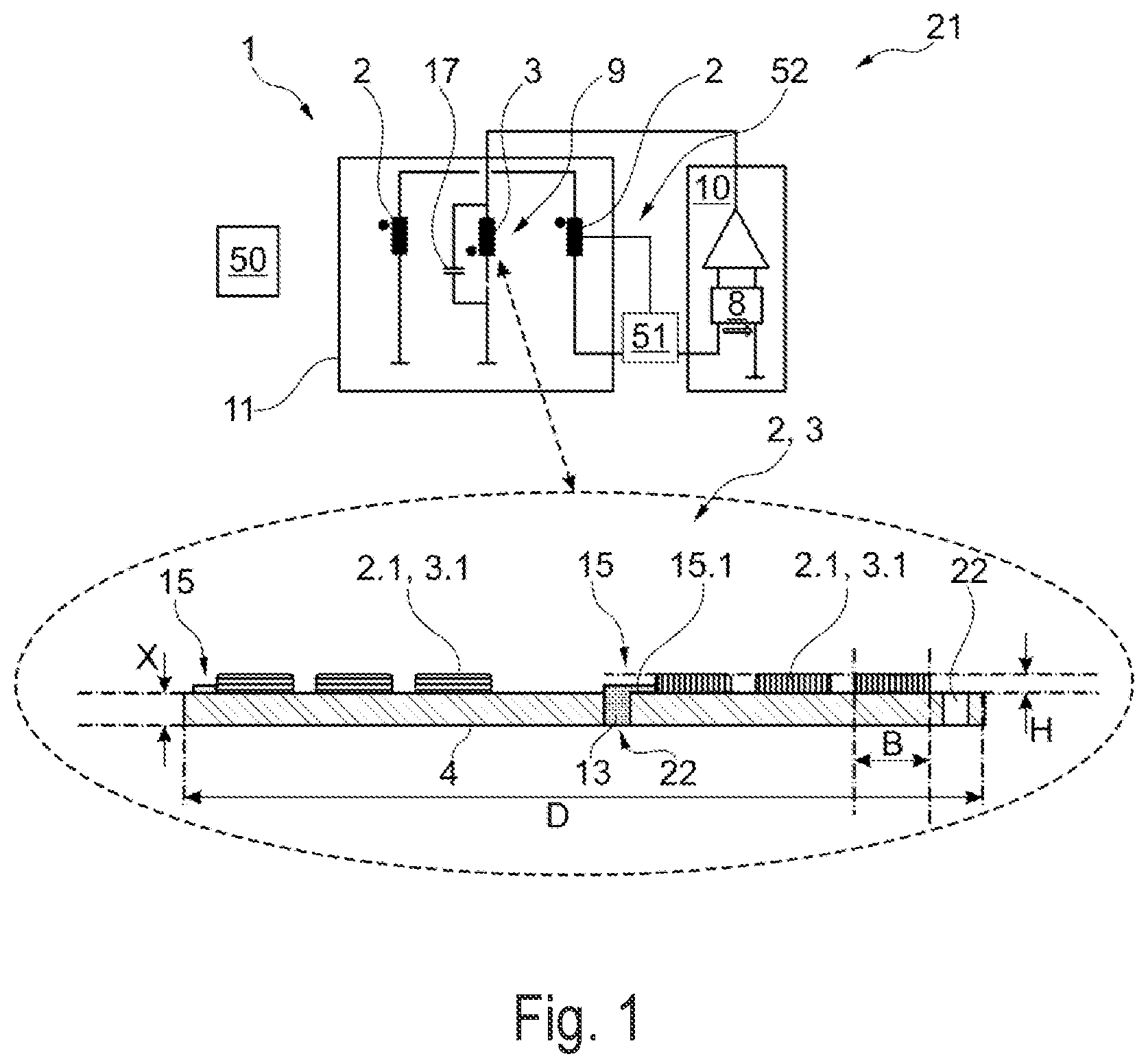 Patent US12184274 Figure 1 – Miniaturized, inductive proximity sensor and method for detecting a sensing body