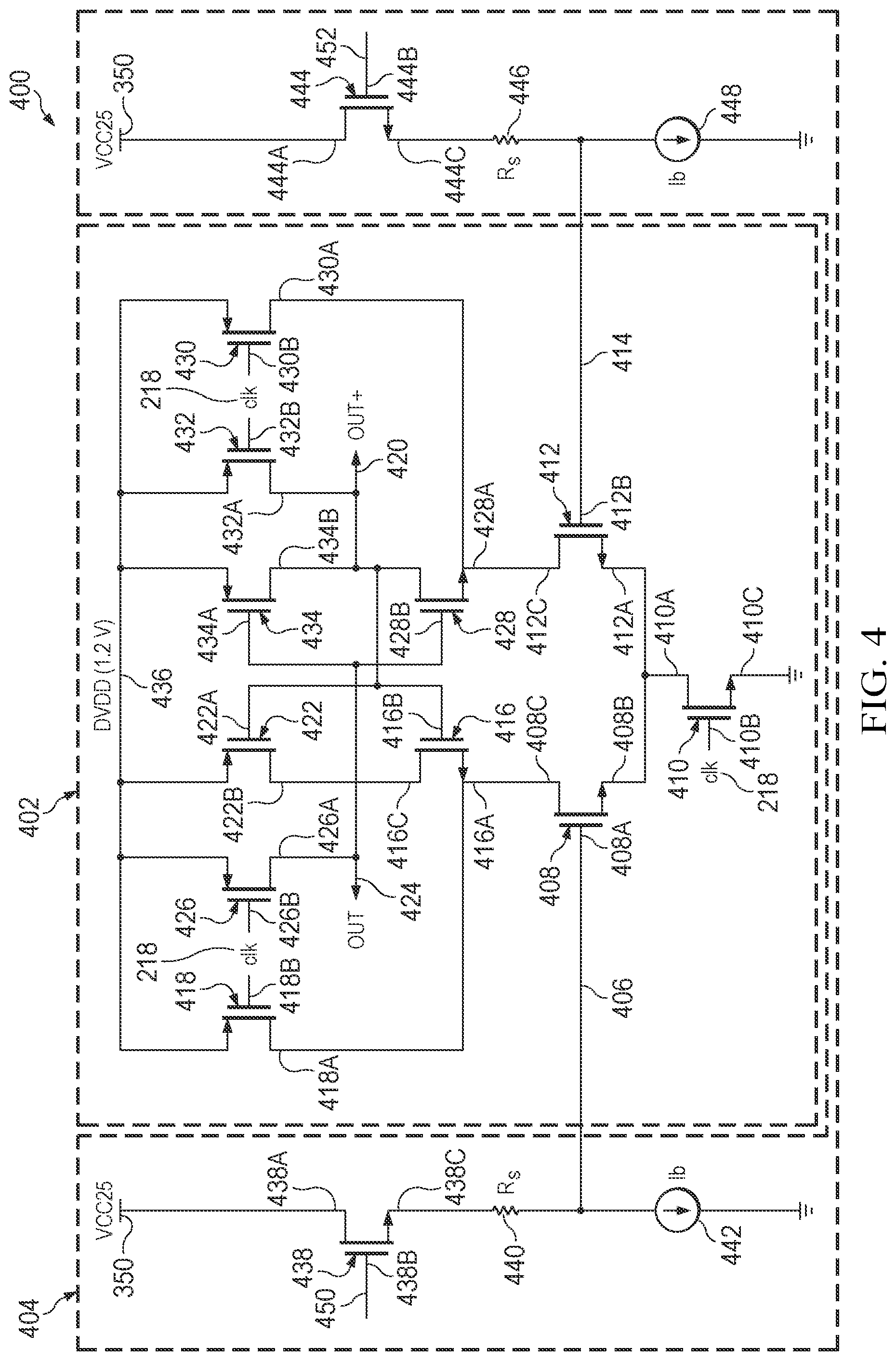 Patent US12184279 Figure 4 – Methods and apparatus to perform CML-to-CMOS deserialization