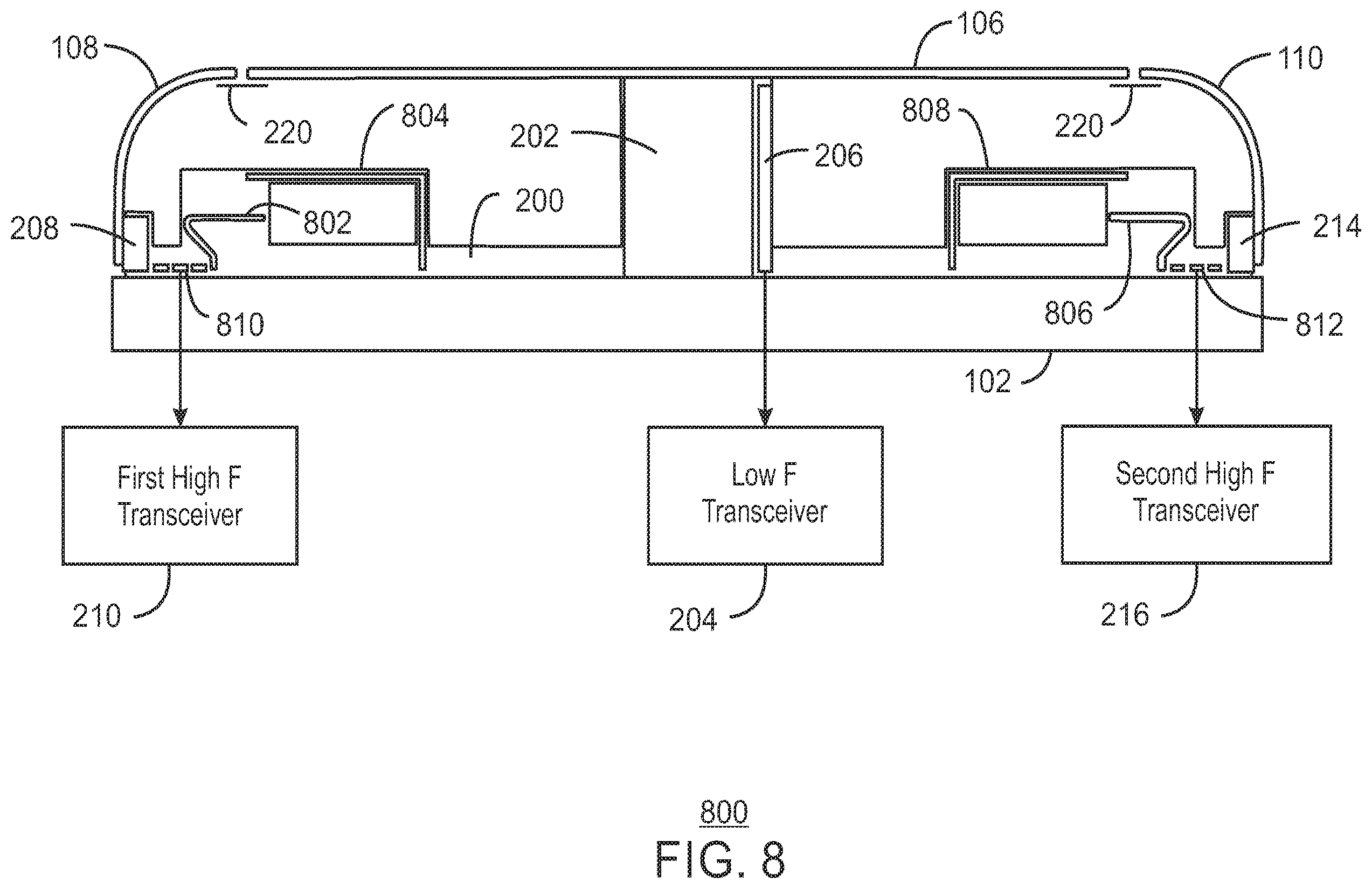 Patent US12184312 Figure 8 – Antenna bandwith enhancement for an electronic device