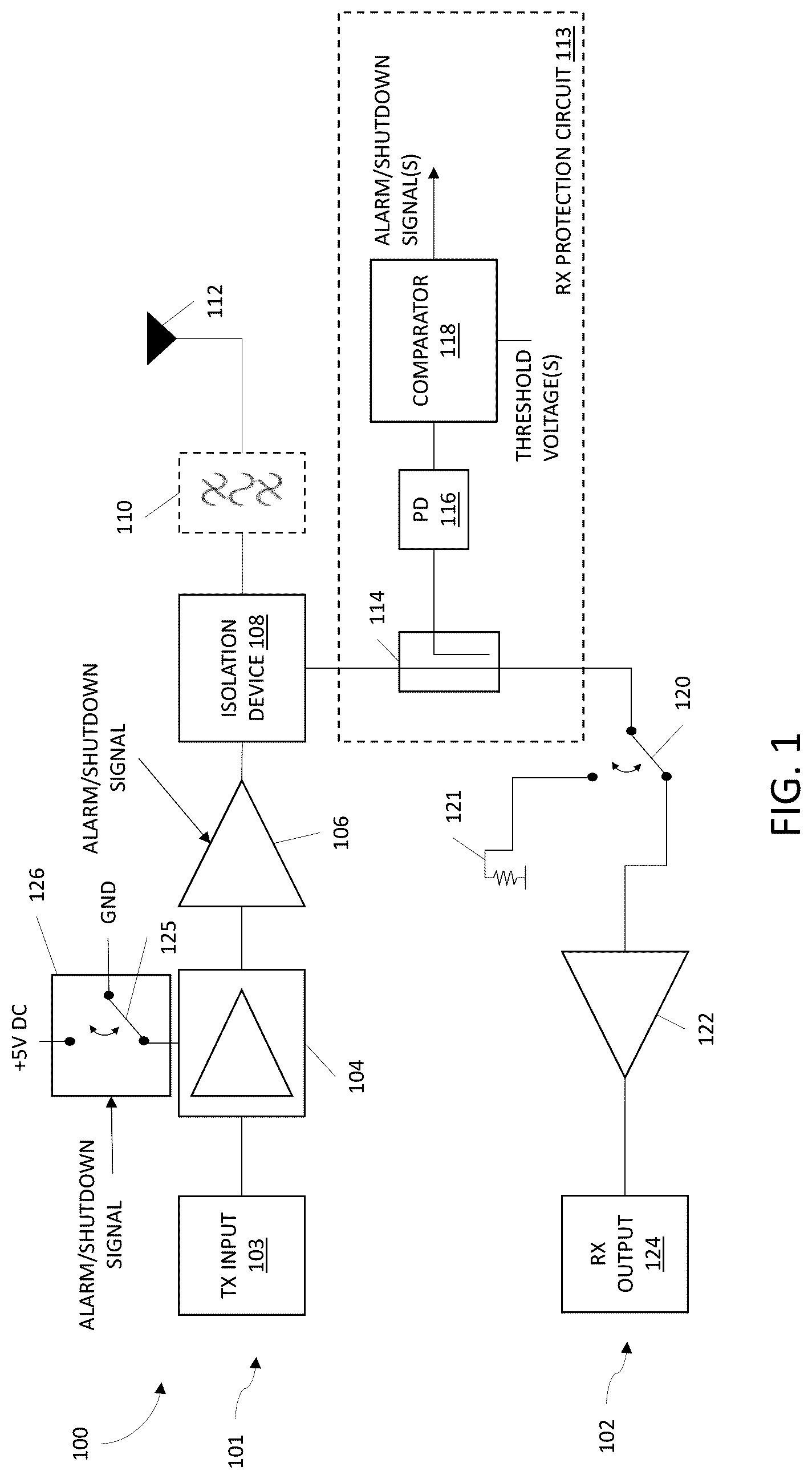 Patent US12184319 — Indirect reflection detection for receiver circuitry protection in TDD transceivers — Figure 1