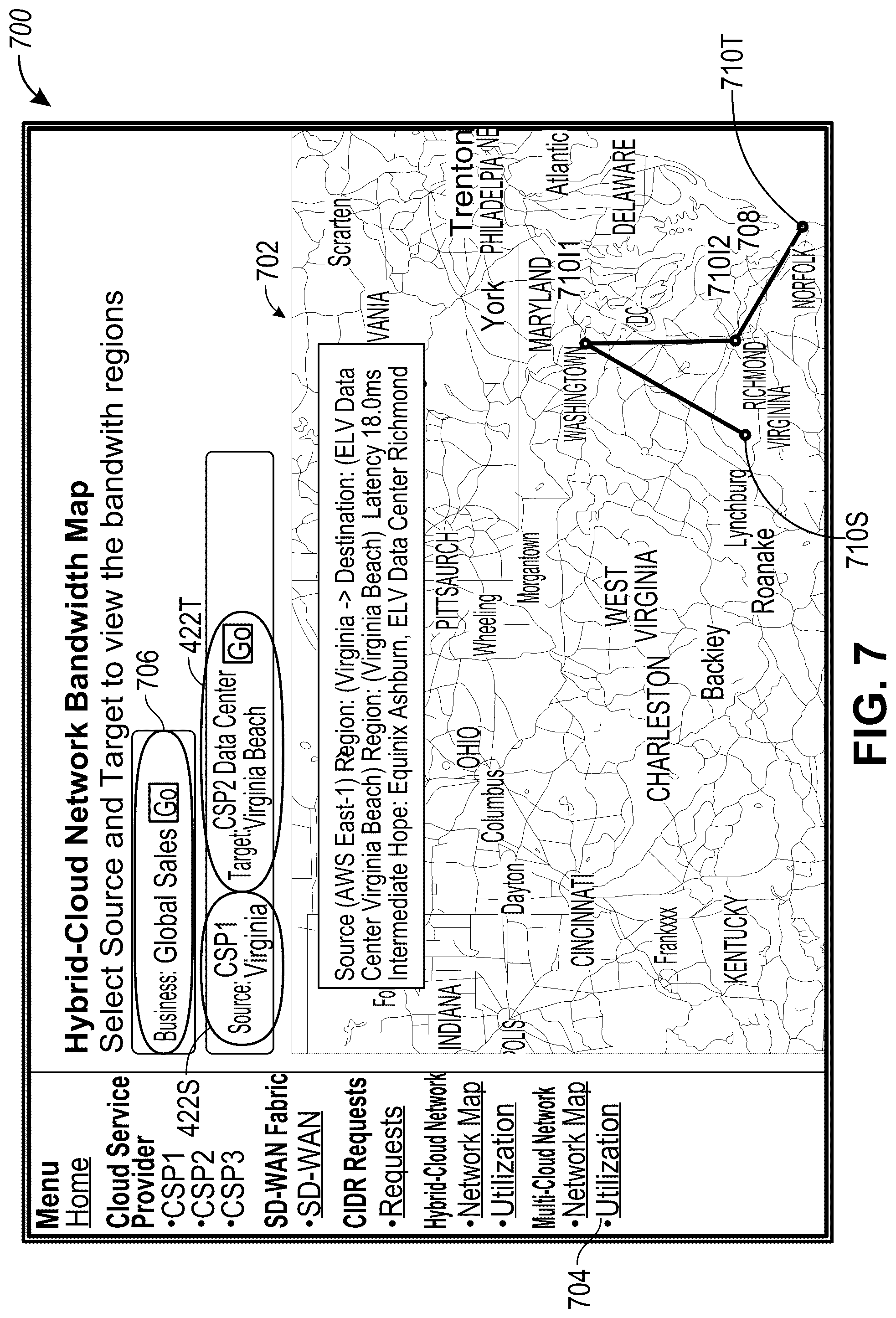 Patent US12184503 Figure 7 – Automated self service on a multi-cloud network platform