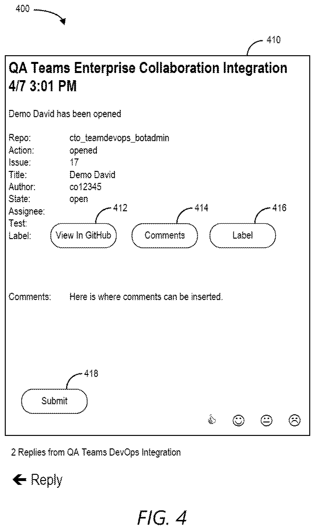 Patent US12184633 Figure 4 – Bi-directional enterprise software integration with collaboration tools