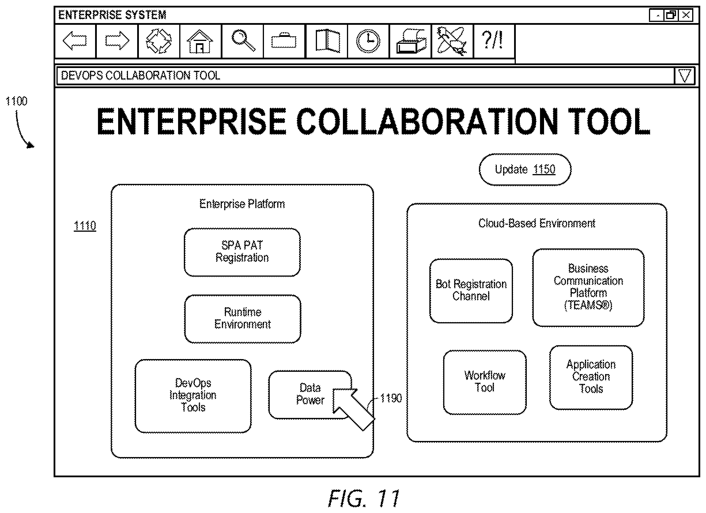 Patent US12184633 Figure 12 – Bi-directional enterprise software integration with collaboration tools