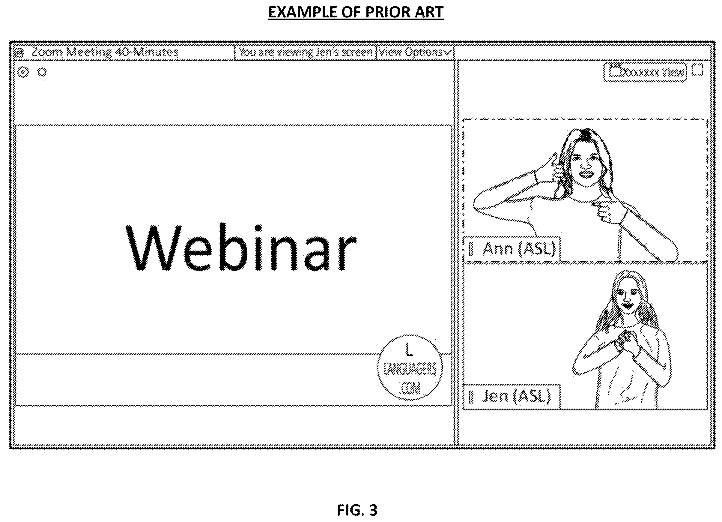 Patent US12184709 Figure 4 – Active speaker proxy presentation for sign language interpreters