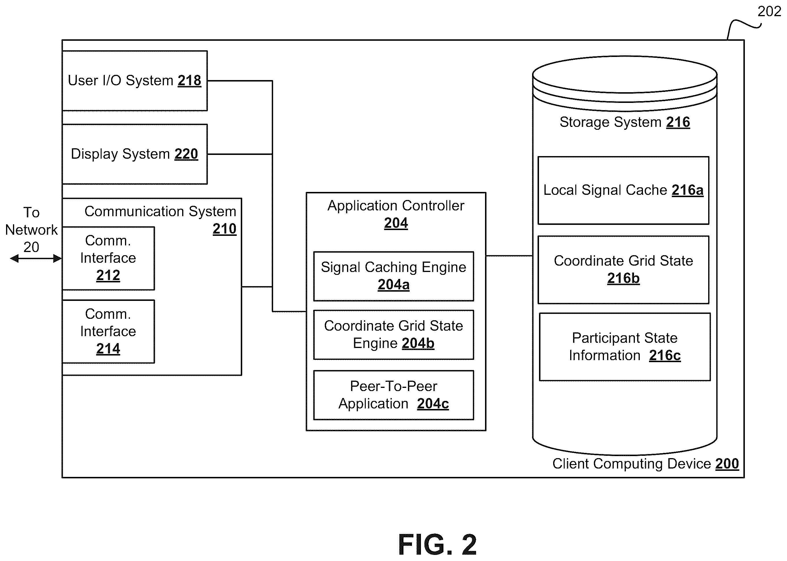 Patent US12184735 Figure 2 – Peer-to-peer signal caching system