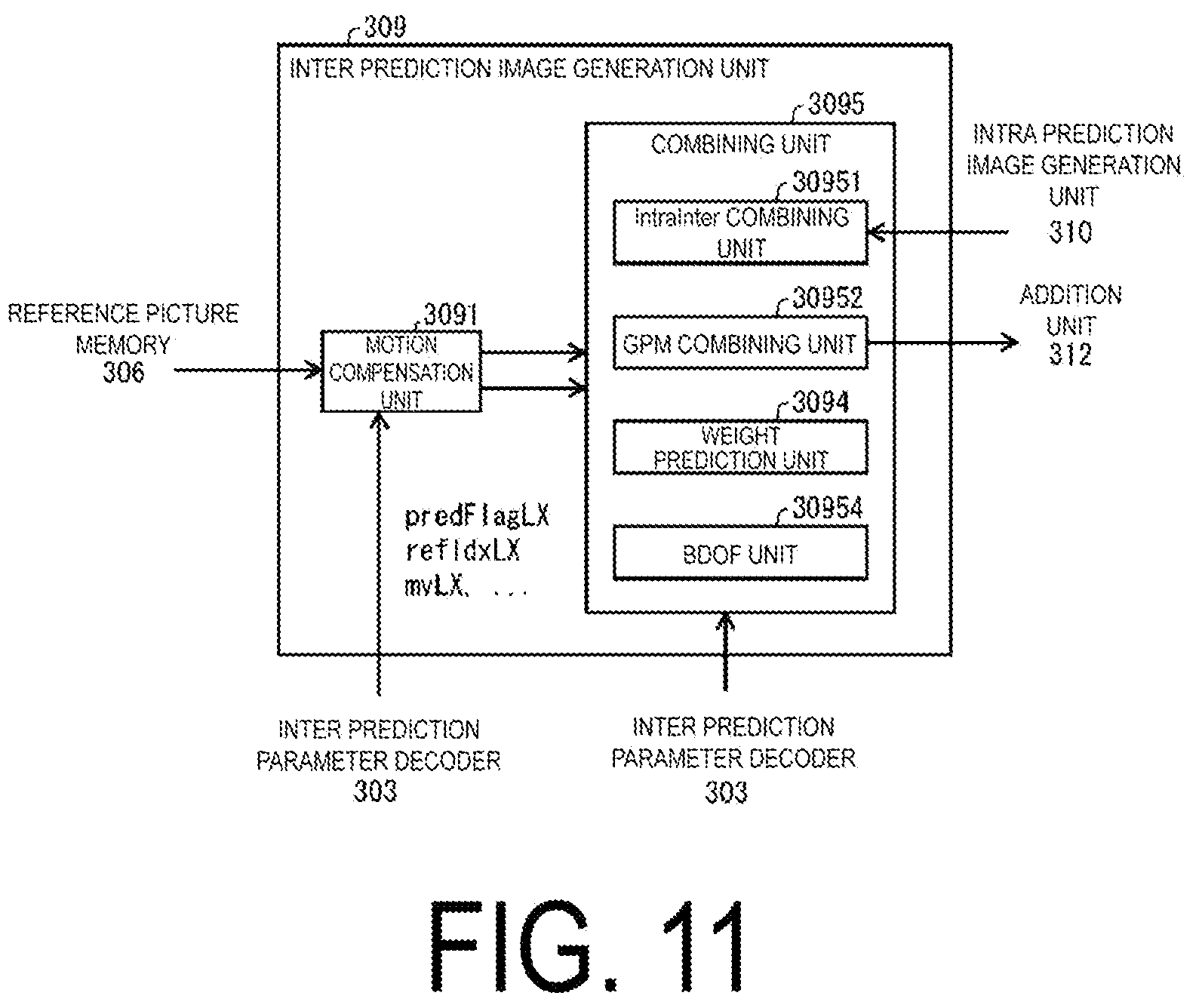 Patent US12184891 Figure 11 – Video decoding apparatus generating a prediction image using interpolation images and weight coefficients