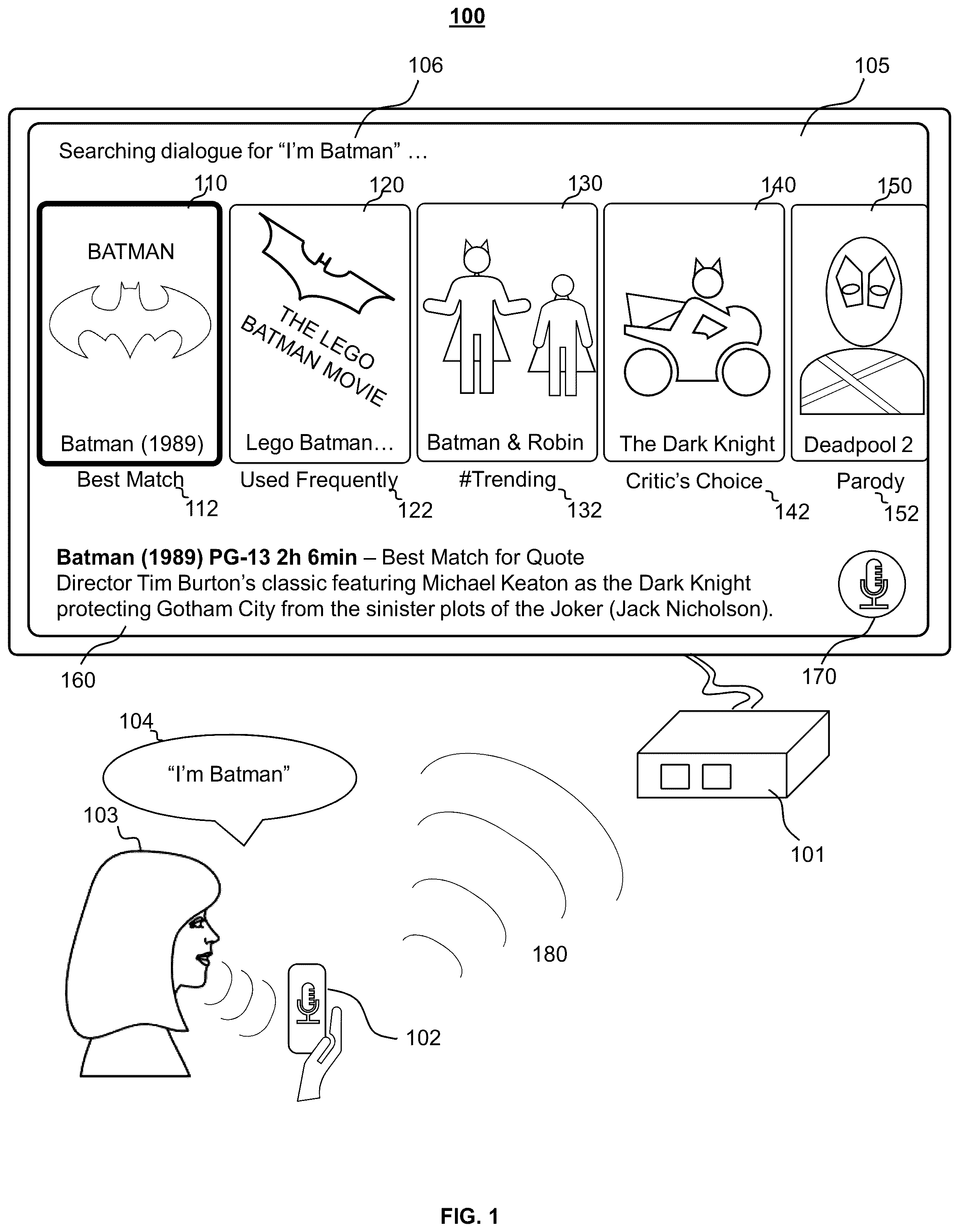 Patent US12184949 Figure 1 – Systems and methods for providing content relevant to a quotation