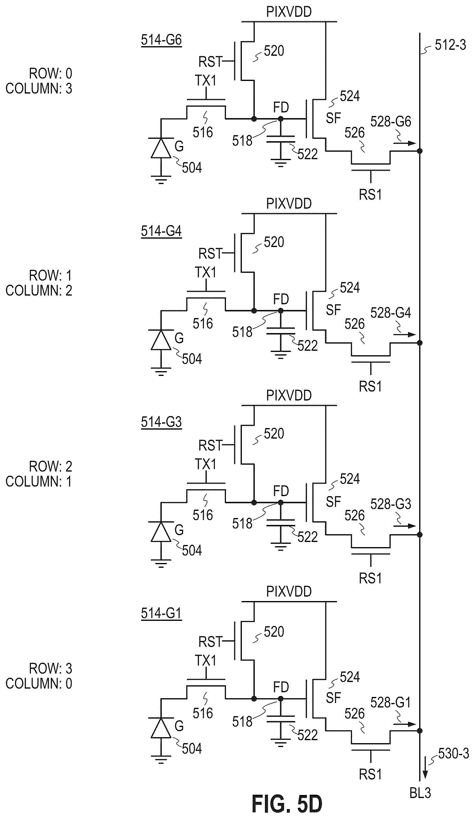 Patent US12184956 Figure 8 – Color-infrared sensor with a low power binning readout mode