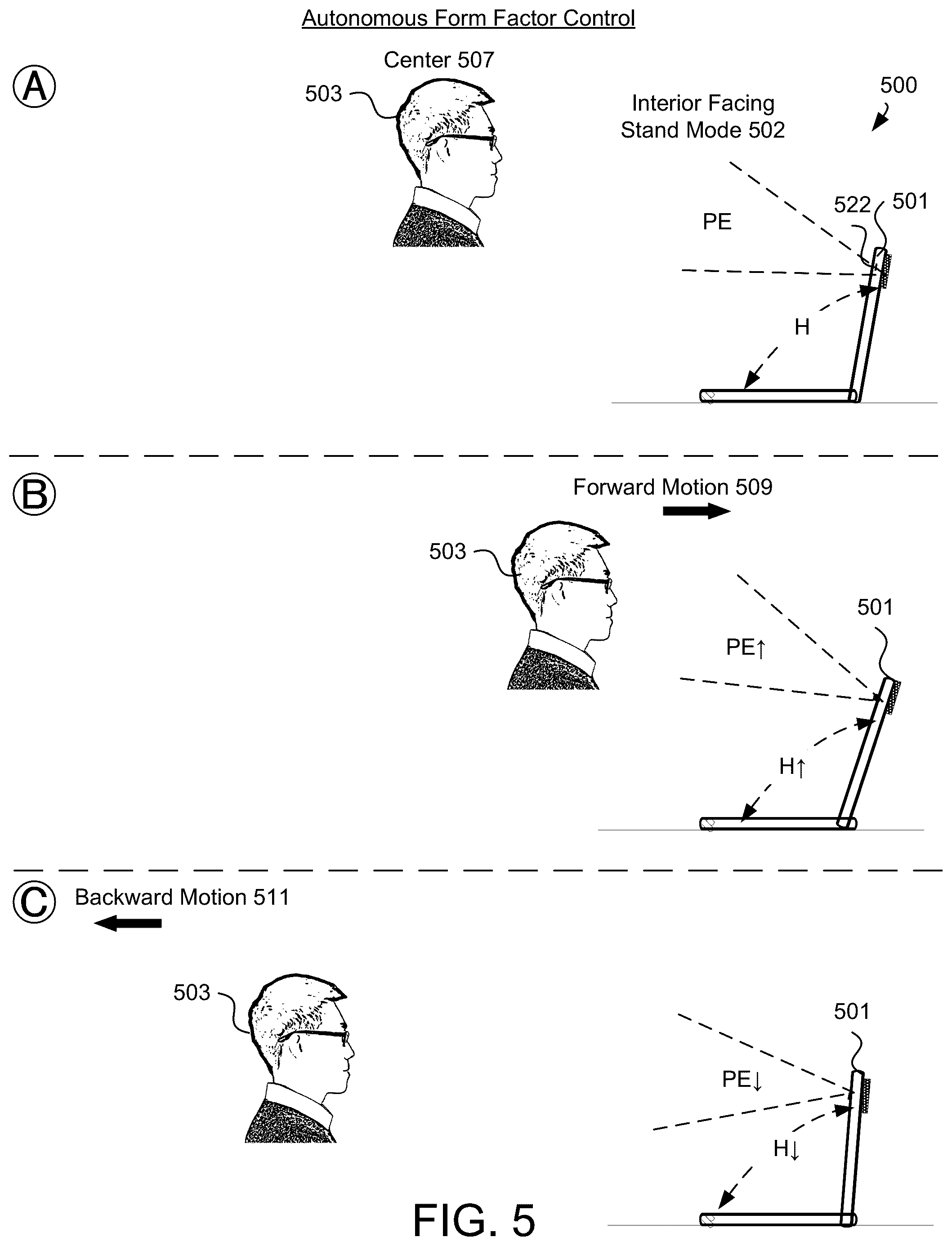 Patent US12184982 Figure 5 – Autonomous form factor control of a foldable mobile device