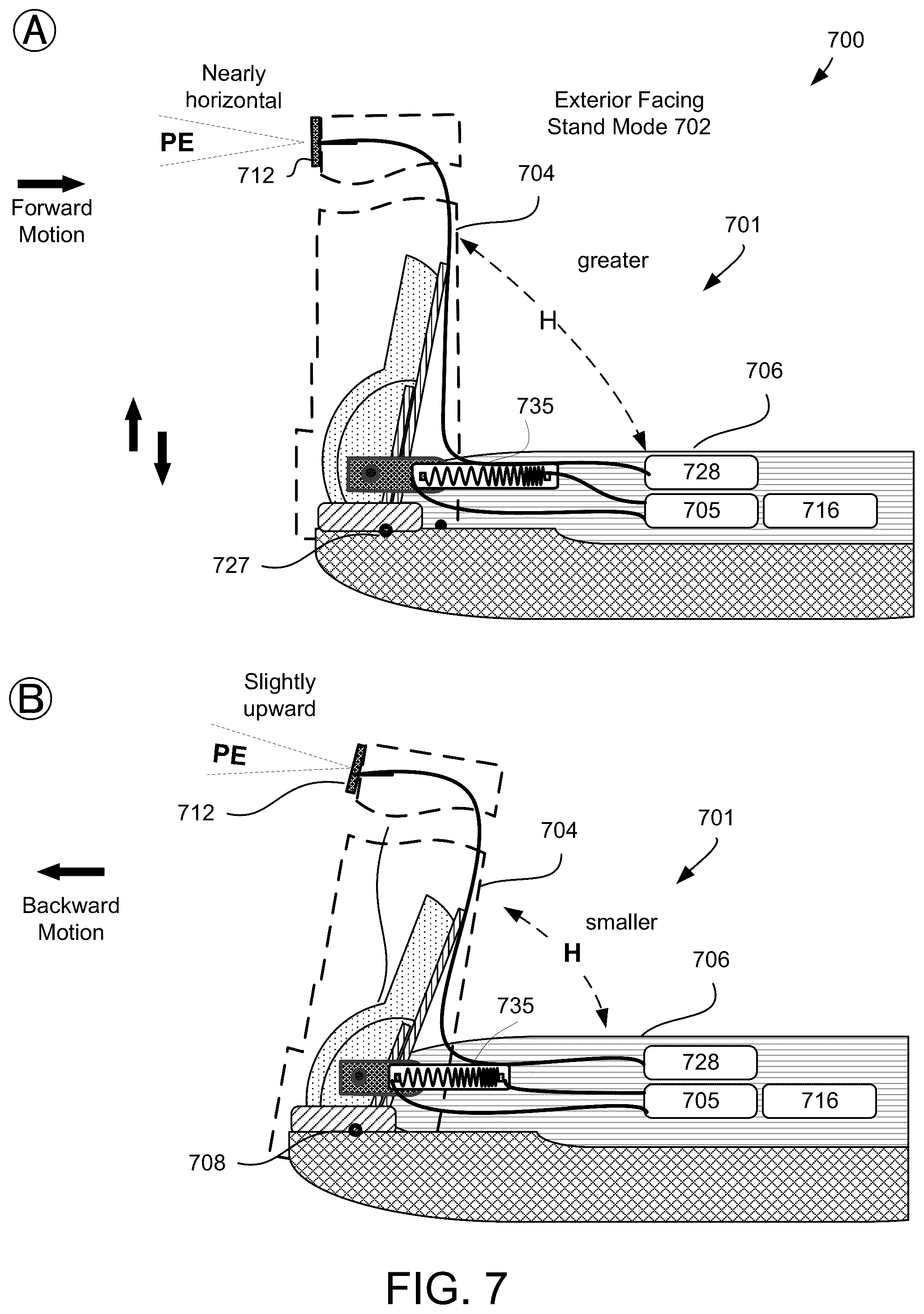 Patent US12184982 Figure 7 – Autonomous form factor control of a foldable mobile device