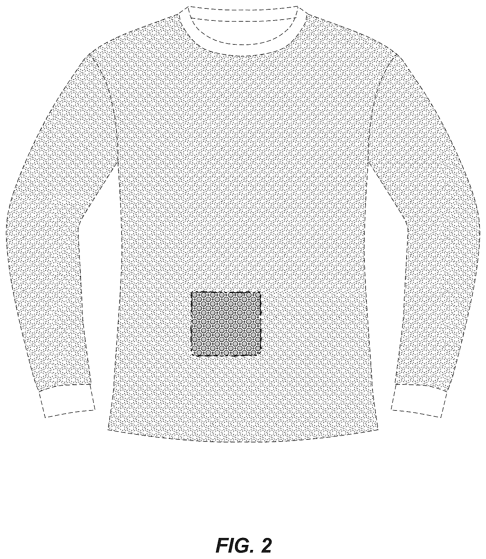 Patent USD1043044 Figure 2 – Patterned material for body wear and gear