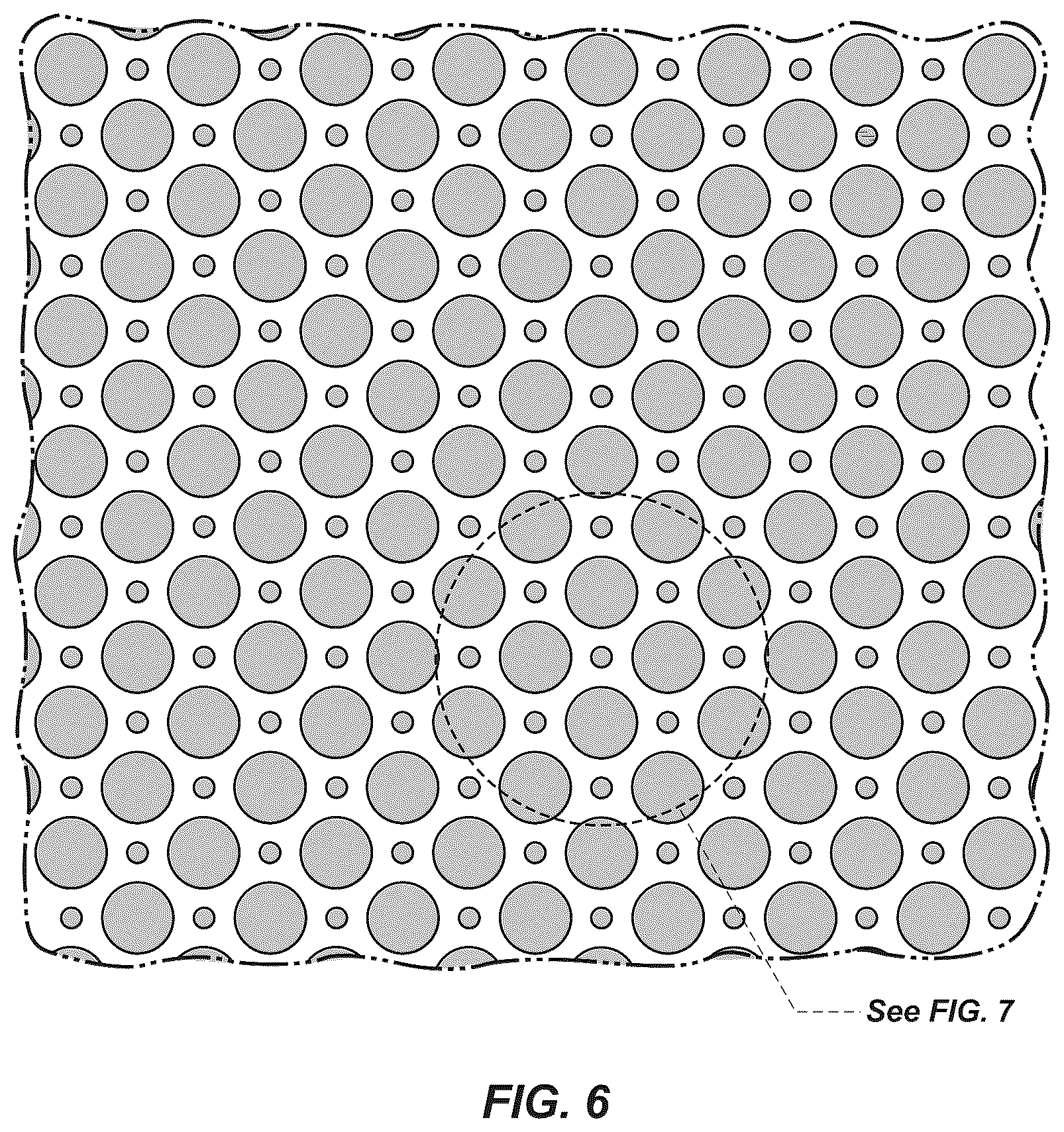 Patent USD1043044 Figure 6 – Patterned material for body wear and gear