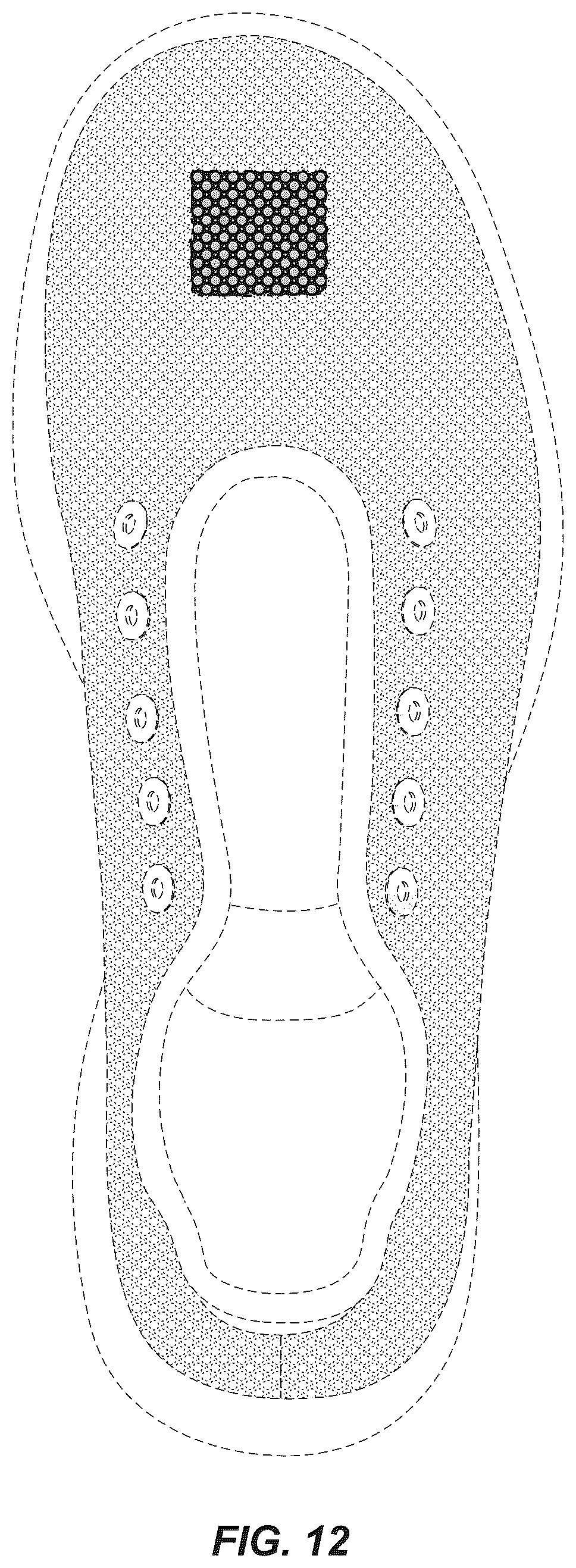 Patent USD1043044 Figure 12 – Patterned material for body wear and gear