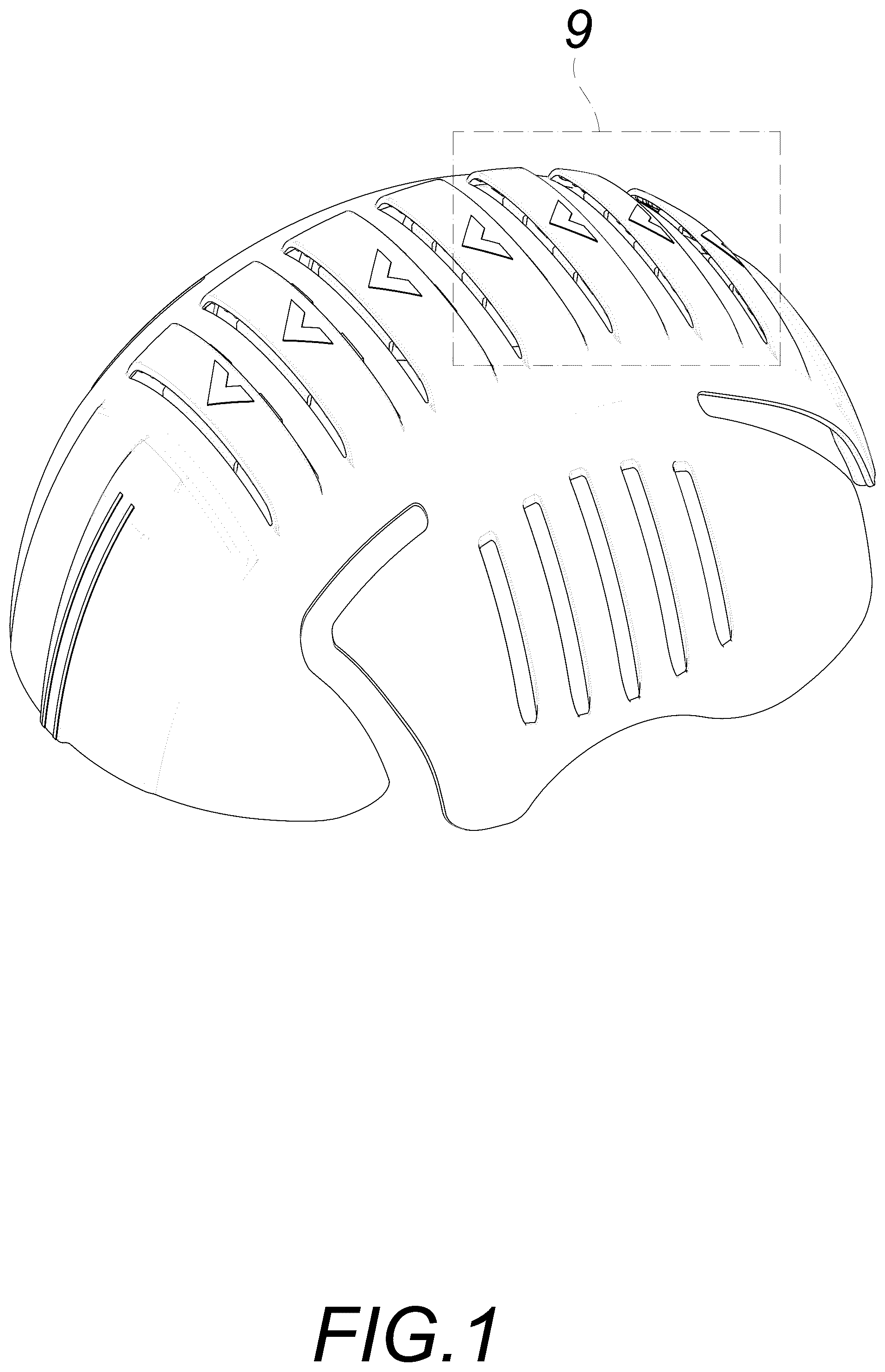 Patent USD1043054 Figure 1 – Bump cap inner shell
