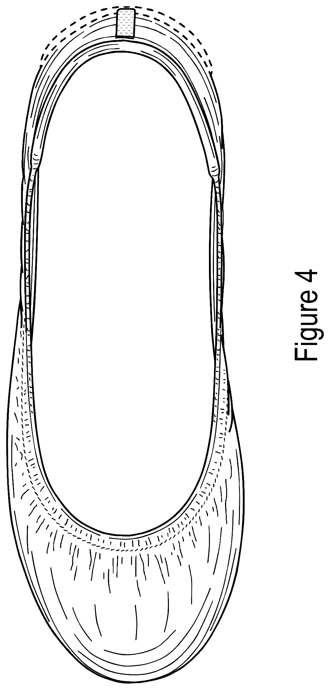 Patent USD1043063 Figure 4 – Dual-sole shoe with purple stripe and outsole patch