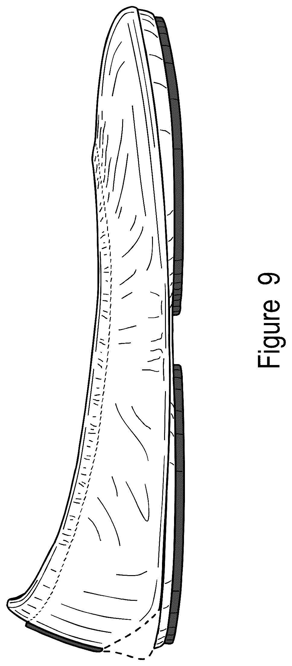 Patent USD1043063 Figure 8 – Dual-sole shoe with purple stripe and outsole patch