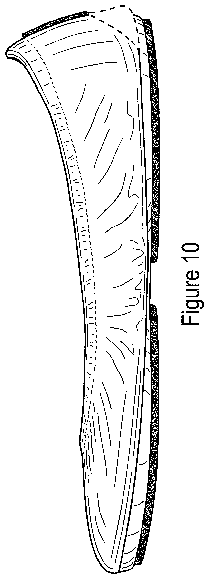 Patent USD1043063 Figure 9 – Dual-sole shoe with purple stripe and outsole patch