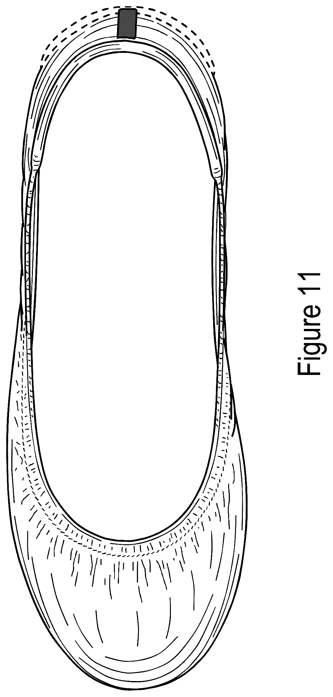 Patent USD1043063 Figure 10 – Dual-sole shoe with purple stripe and outsole patch