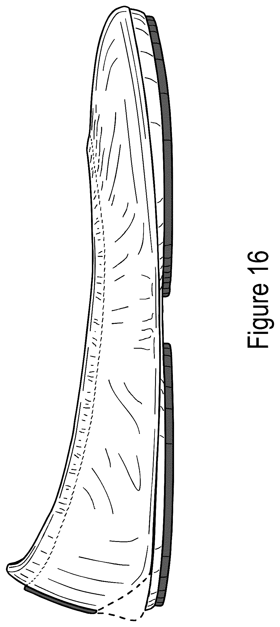 Patent USD1043063 Figure 14 – Dual-sole shoe with purple stripe and outsole patch