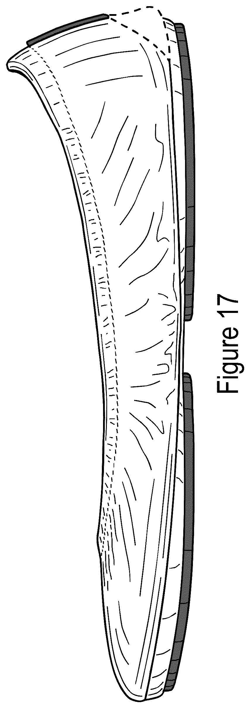 Patent USD1043063 Figure 15 – Dual-sole shoe with purple stripe and outsole patch