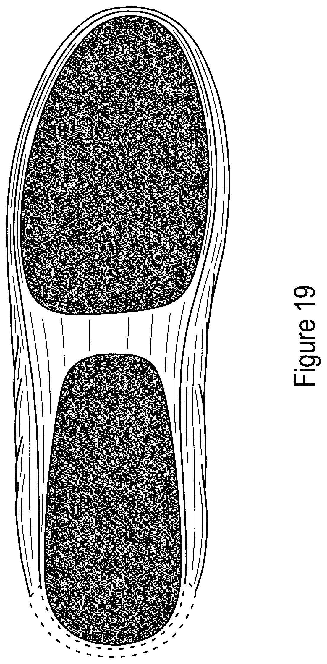 Patent USD1043063 Figure 17 – Dual-sole shoe with purple stripe and outsole patch