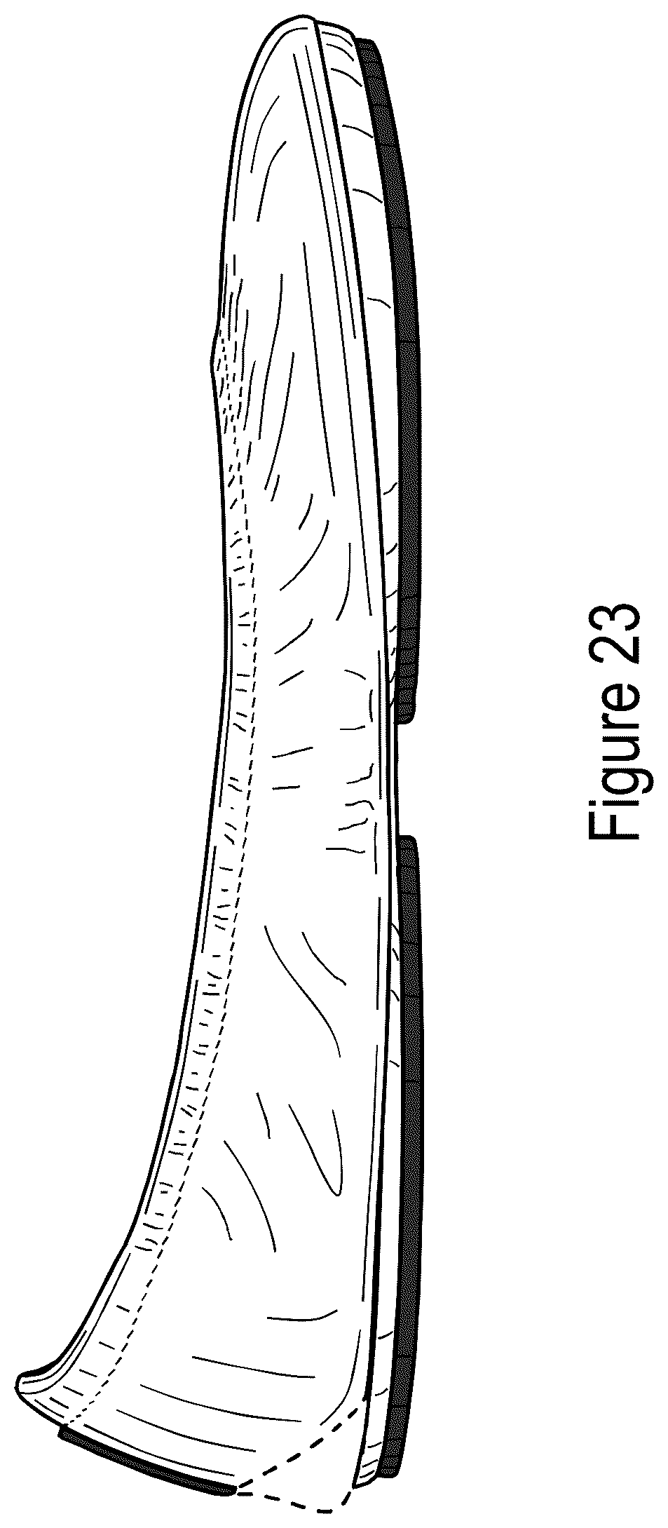 Patent USD1043063 Figure 20 – Dual-sole shoe with purple stripe and outsole patch