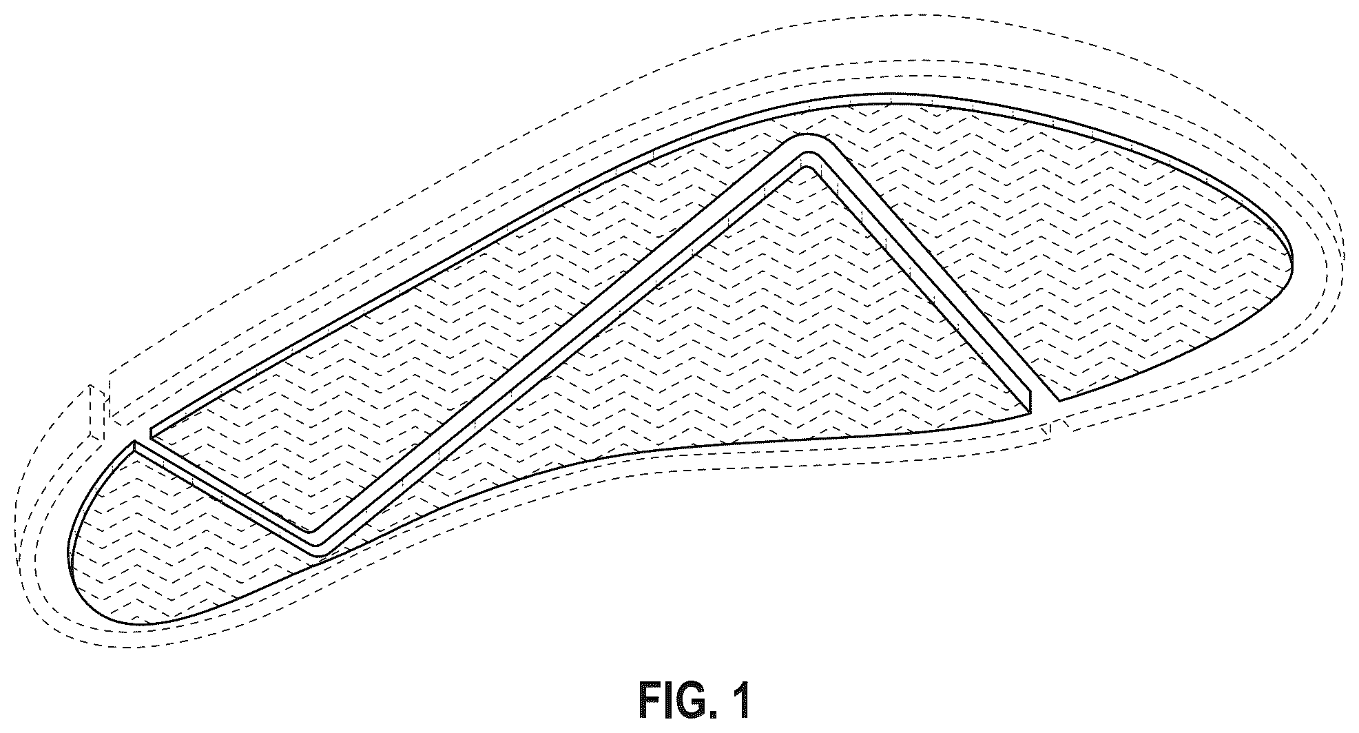 Patent USD1043065 Figure 1 – Footwear sole