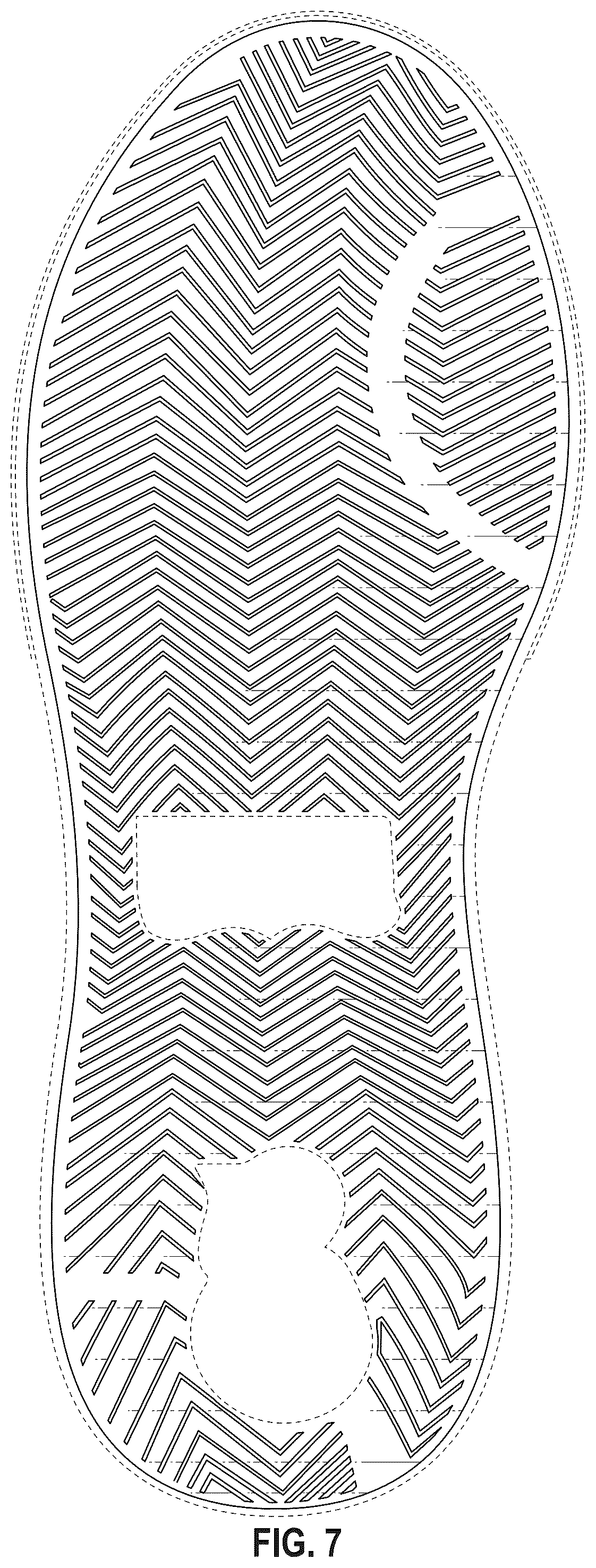 Patent USD1043067 Figure 7 – Shoe outsole bottom