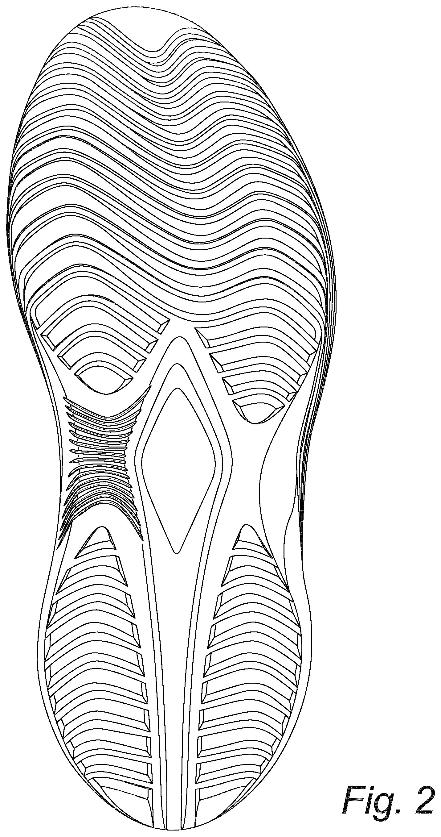 Patent USD1043073 Figure 2 – Footwear sole