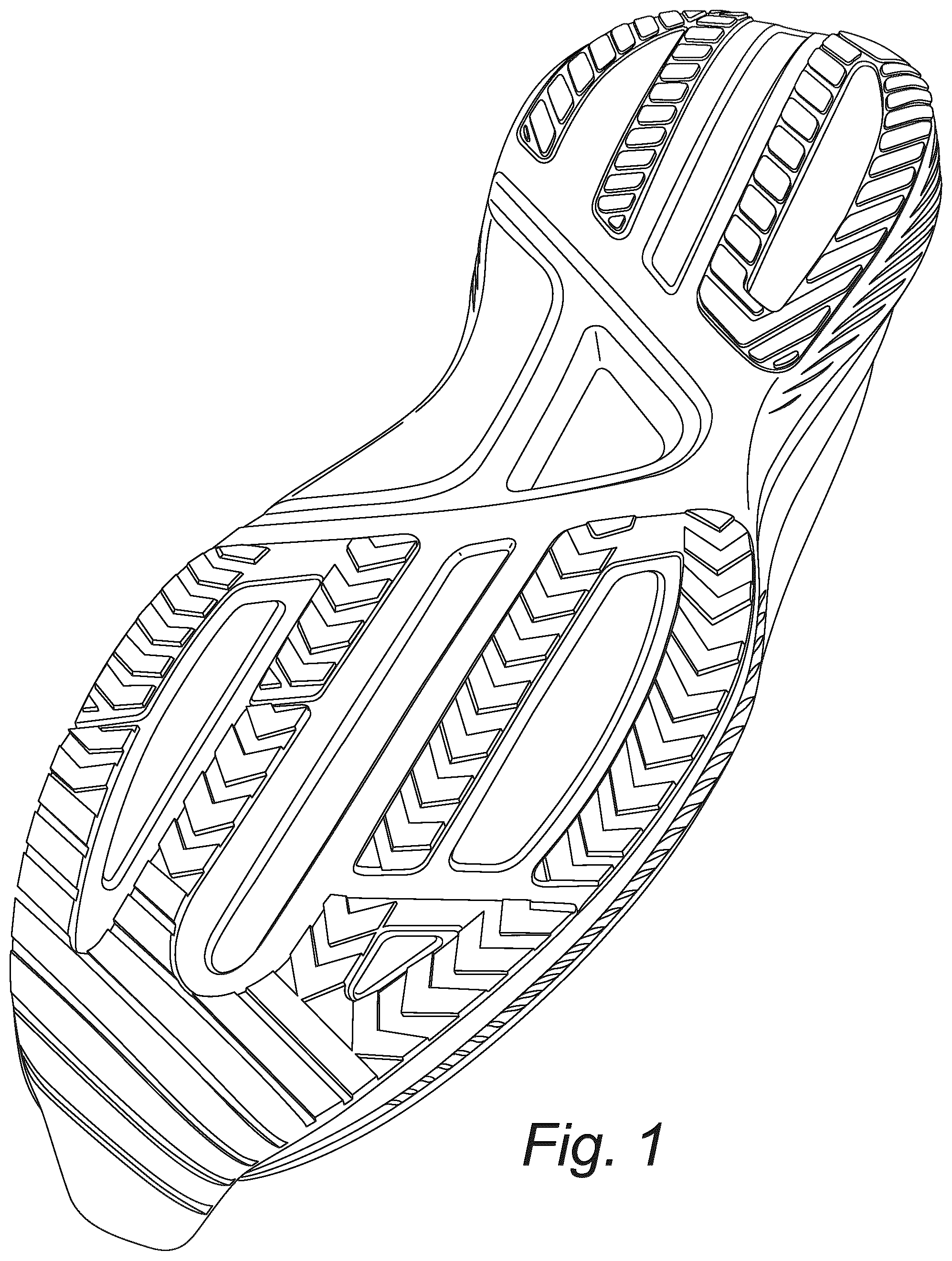 Patent USD1043078 Figure 1 – Footwear sole