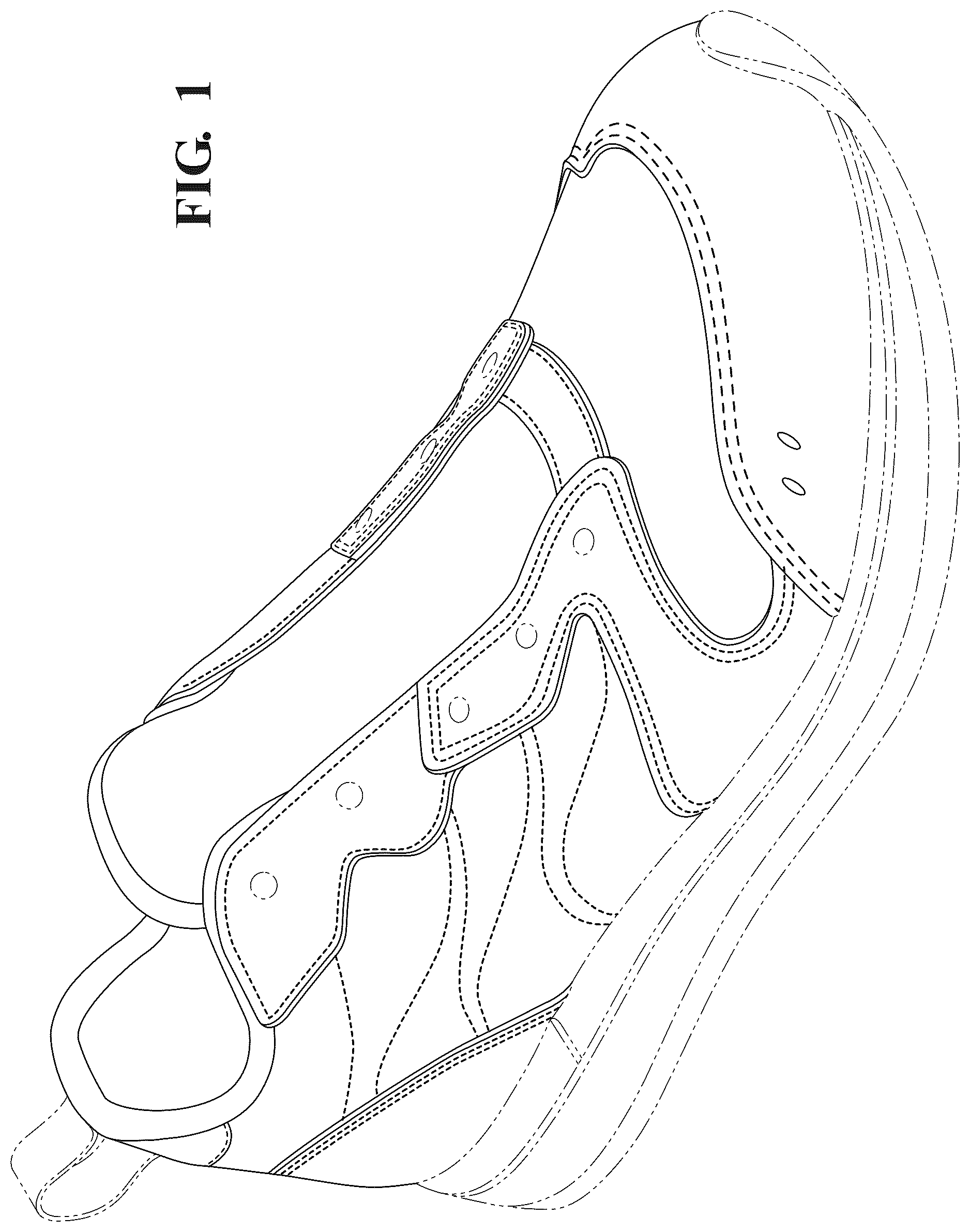 Patent USD1043083 Figure 1 – Footwear upper