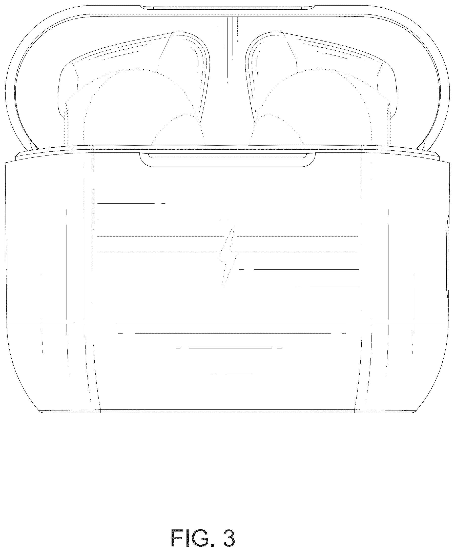 Patent USD1043111 Figure 3 – Wireless headset case