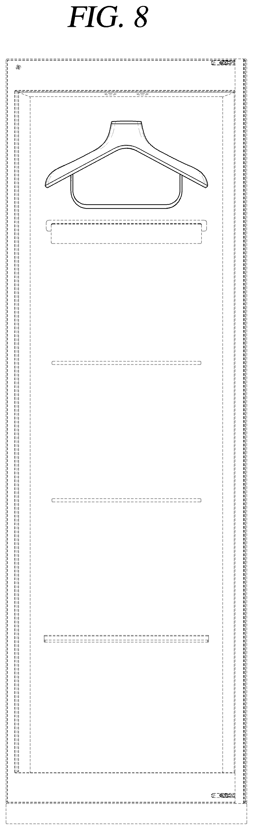 Patent USD1043135 Figure 8 – Hanger for clothing care machine