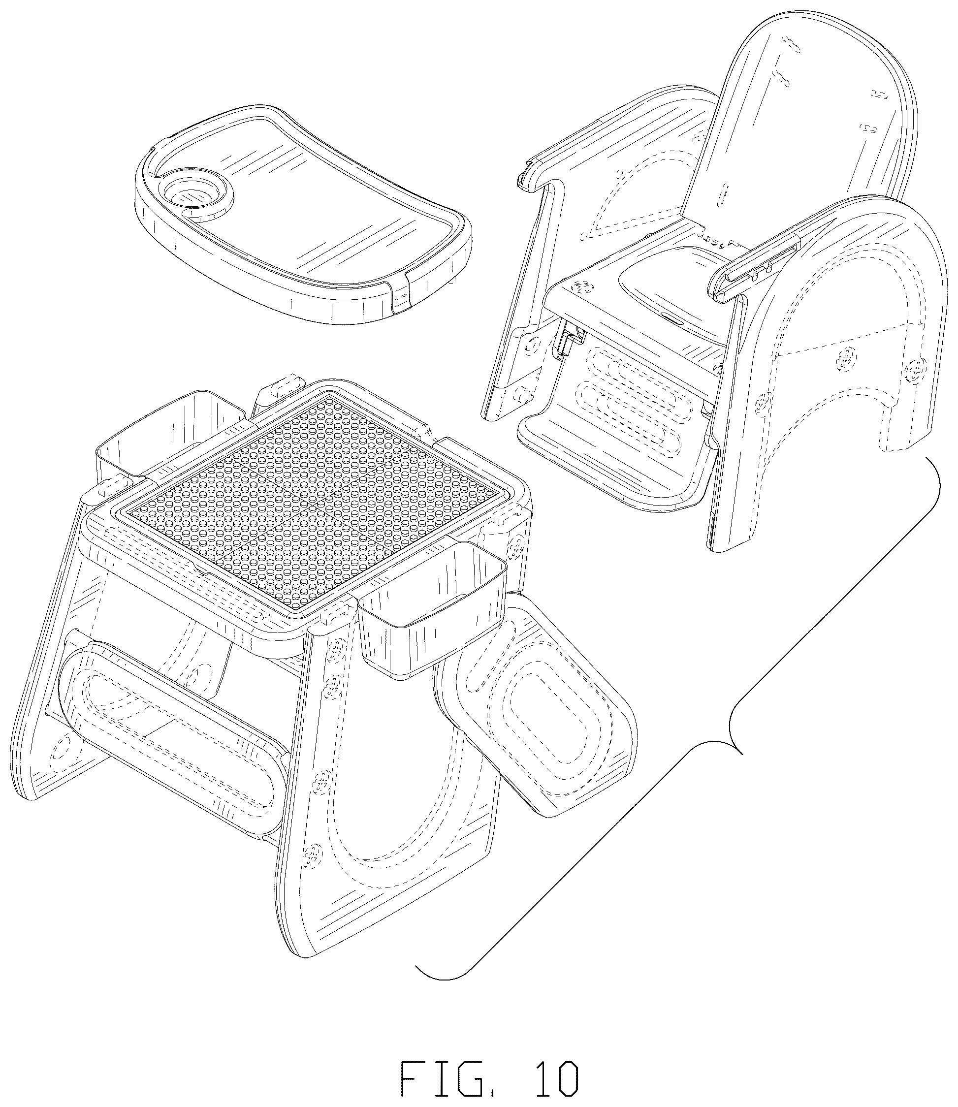 Patent USD1043139 Figure 10 – Baby feeding chair with building block table