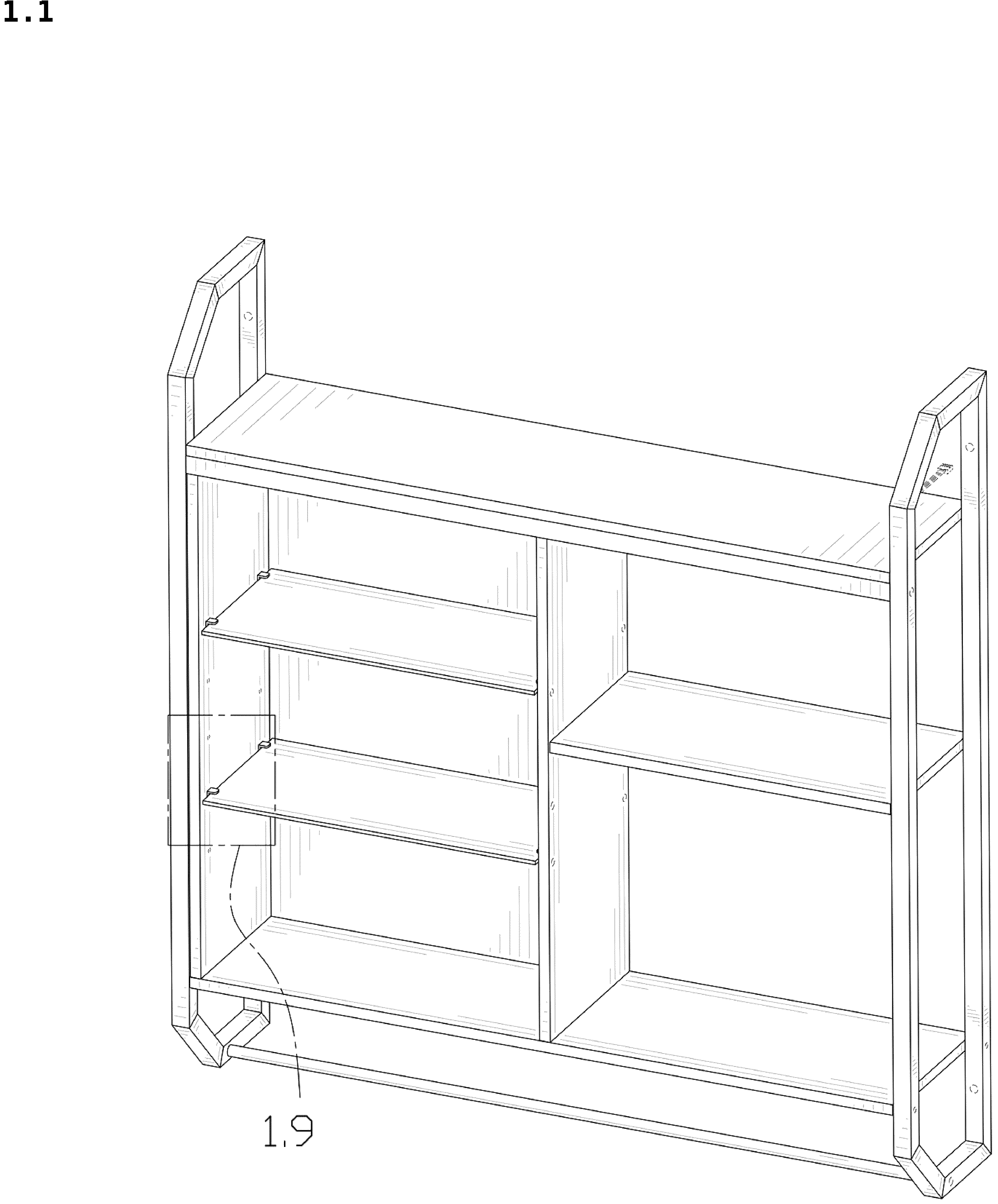 Patent USD1043176 Figure 1 – Wall shelf