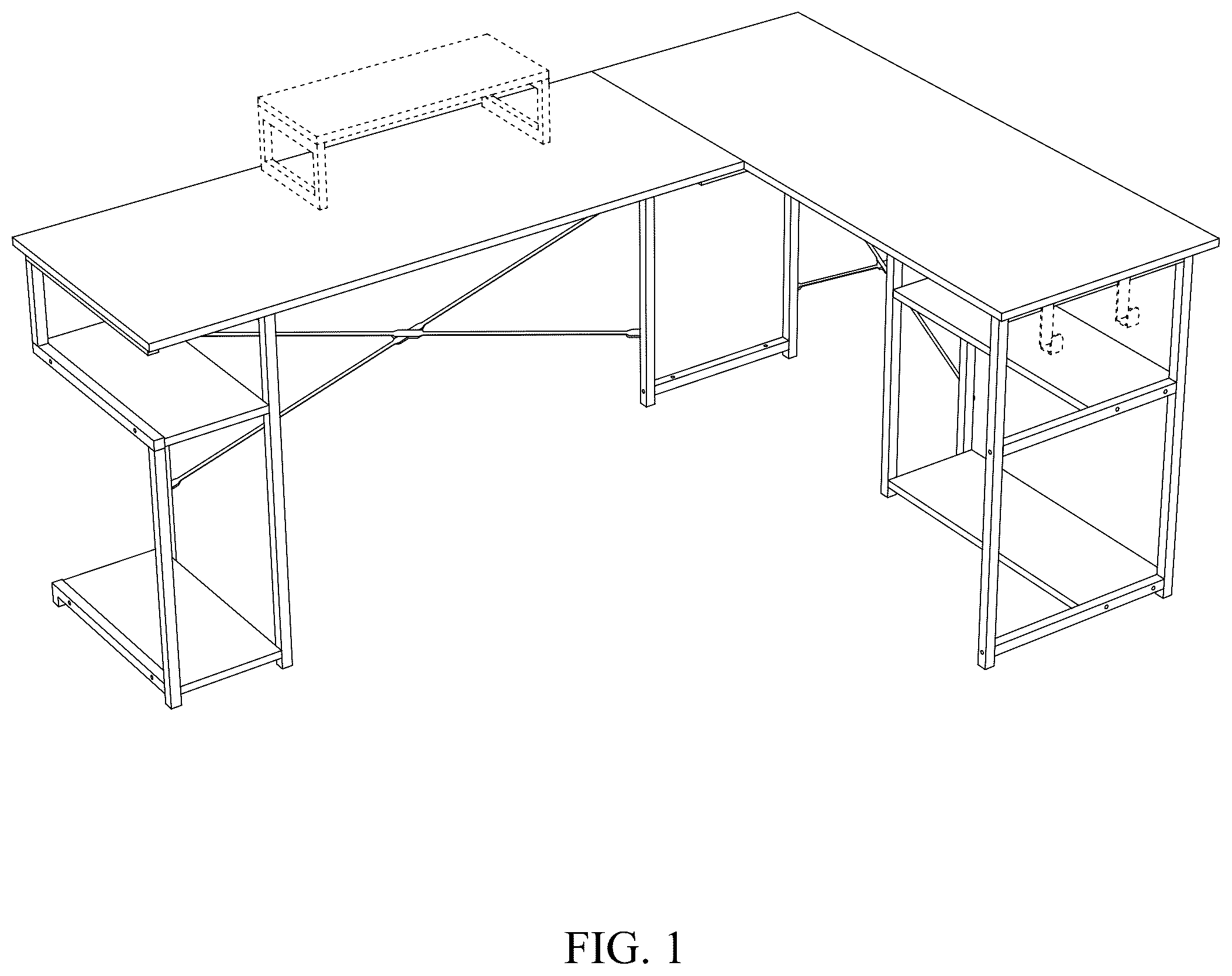 Patent USD1043190 Figure 1 – Multi-function desk