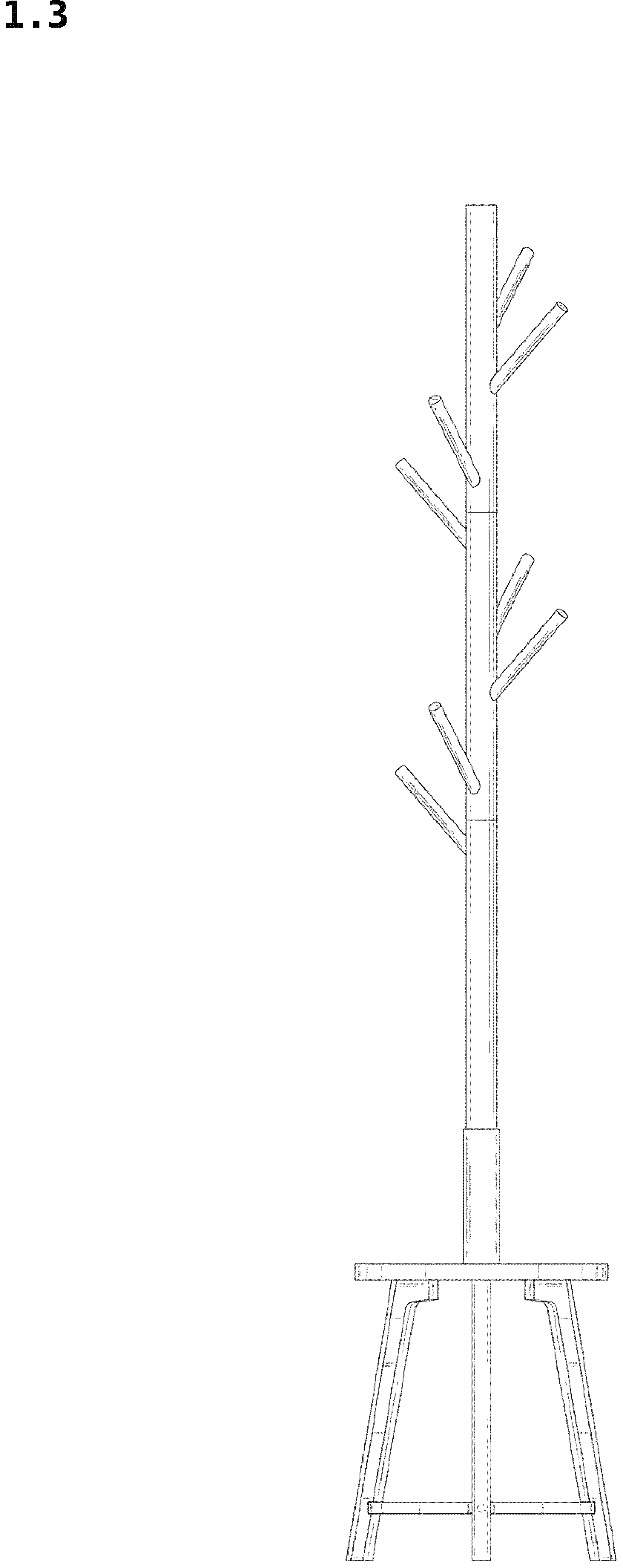 Patent USD1043198 Figure 3 – Coat rack