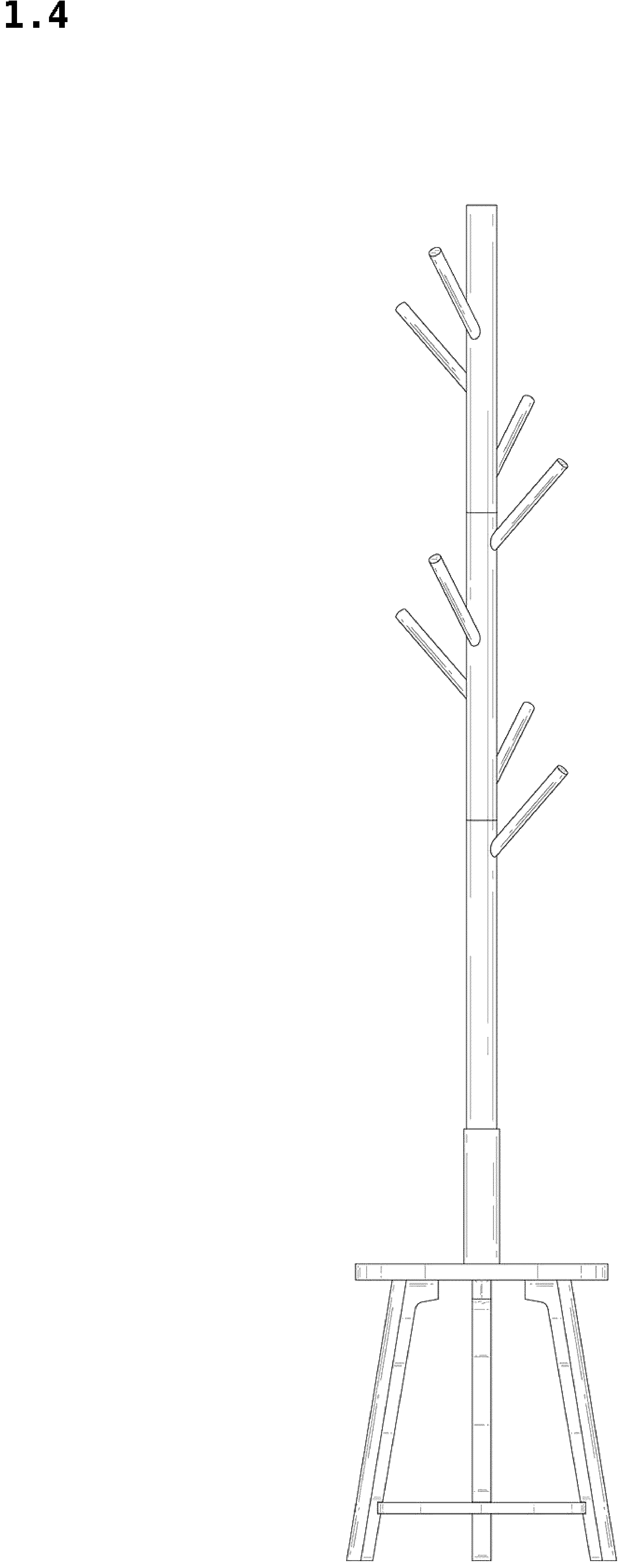 Patent USD1043198 Figure 4 – Coat rack