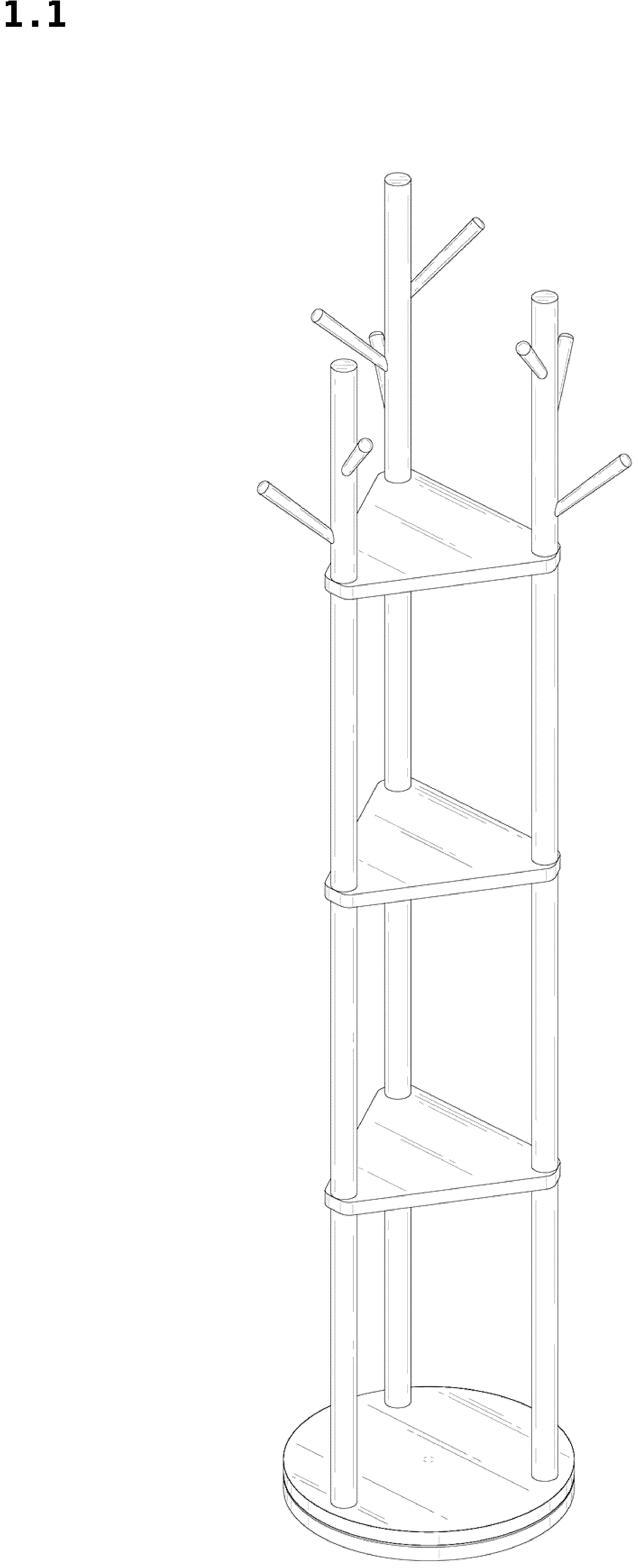 Patent USD1043199 Figure 1 – Coat rack