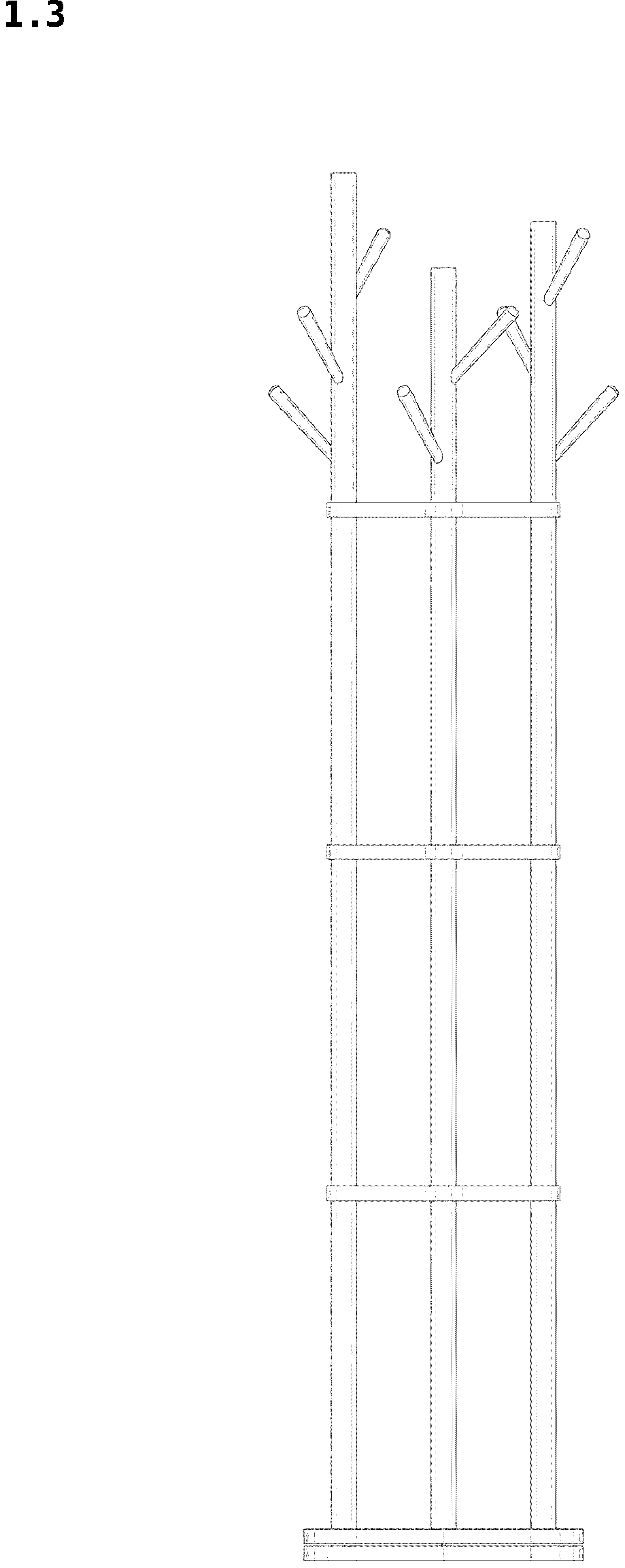 Patent USD1043199 Figure 3 – Coat rack