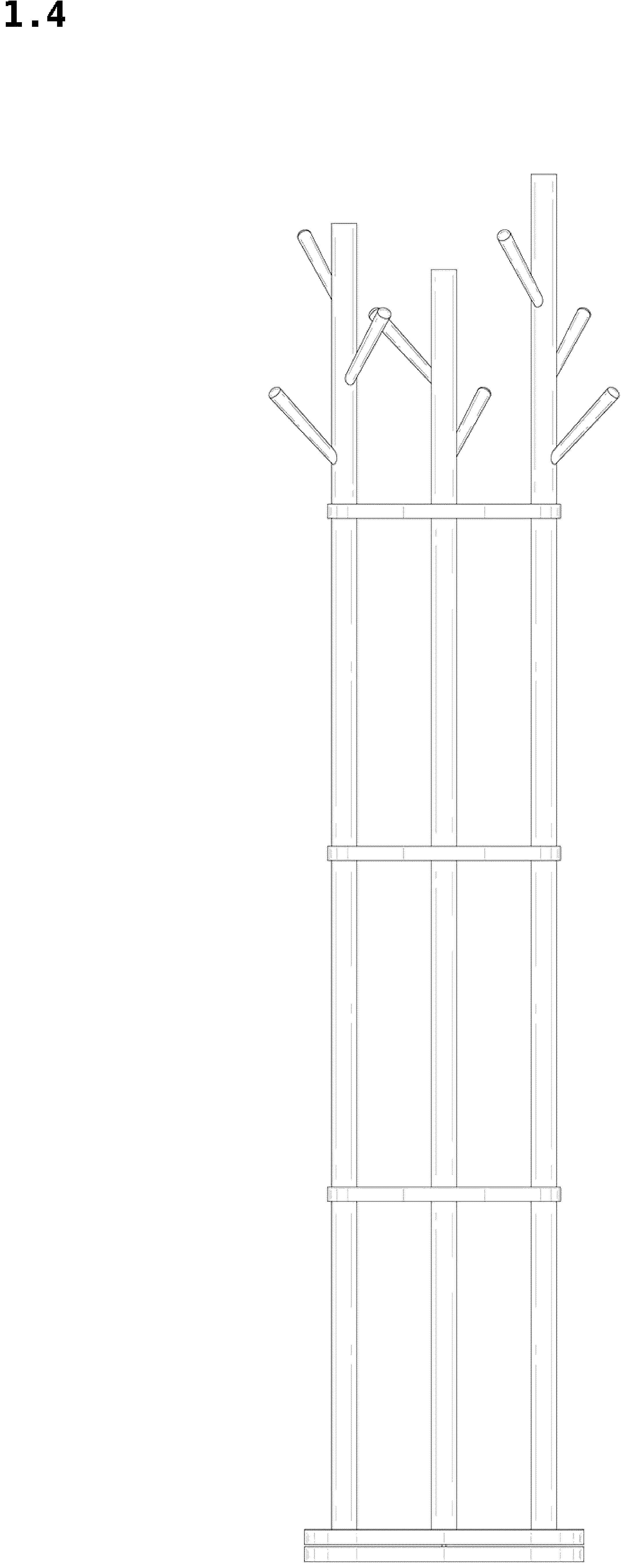 Patent USD1043199 Figure 4 – Coat rack