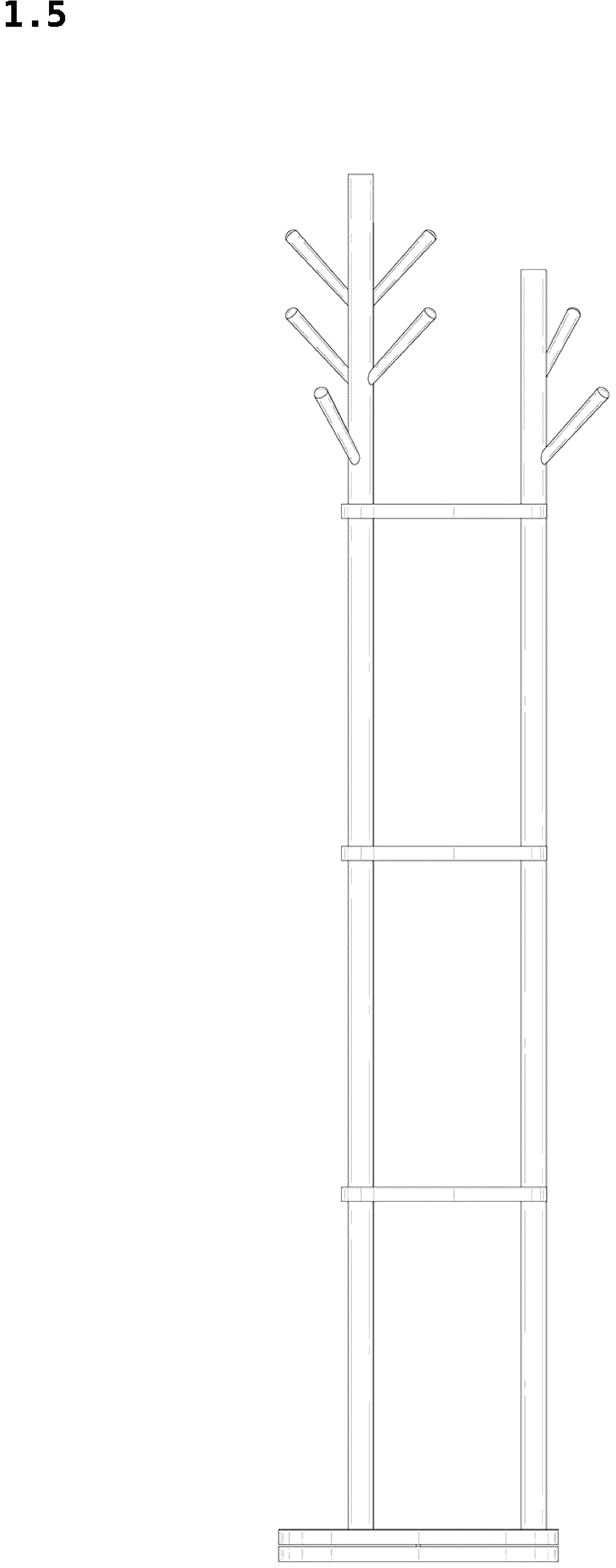 Patent USD1043199 Figure 5 – Coat rack