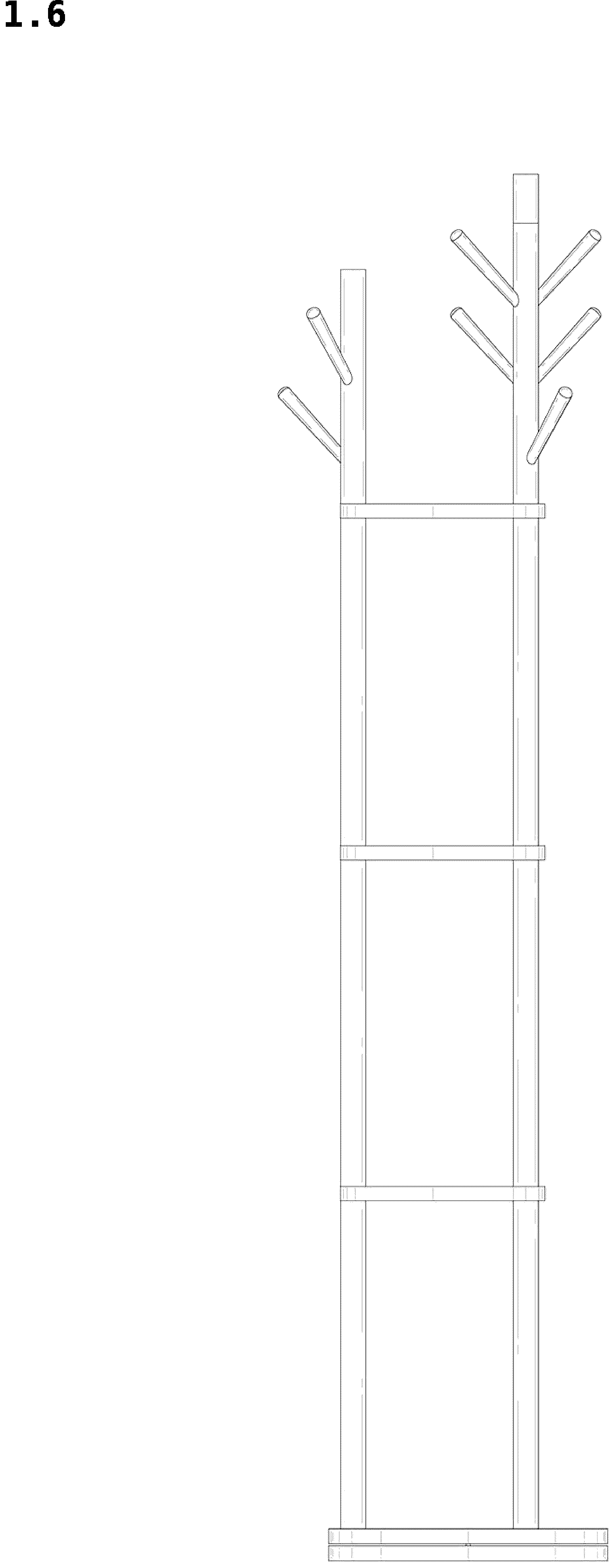 Patent USD1043199 Figure 6 – Coat rack