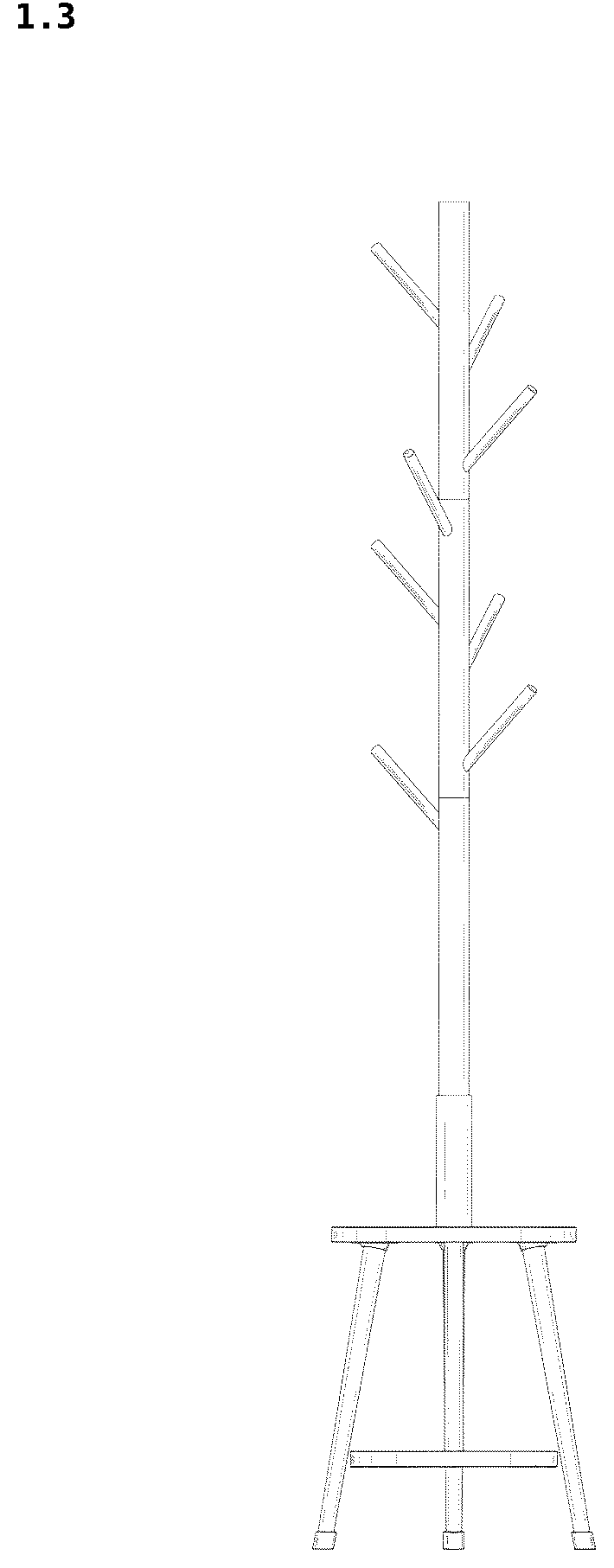 Patent USD1043200 Figure 3 – Coat rack