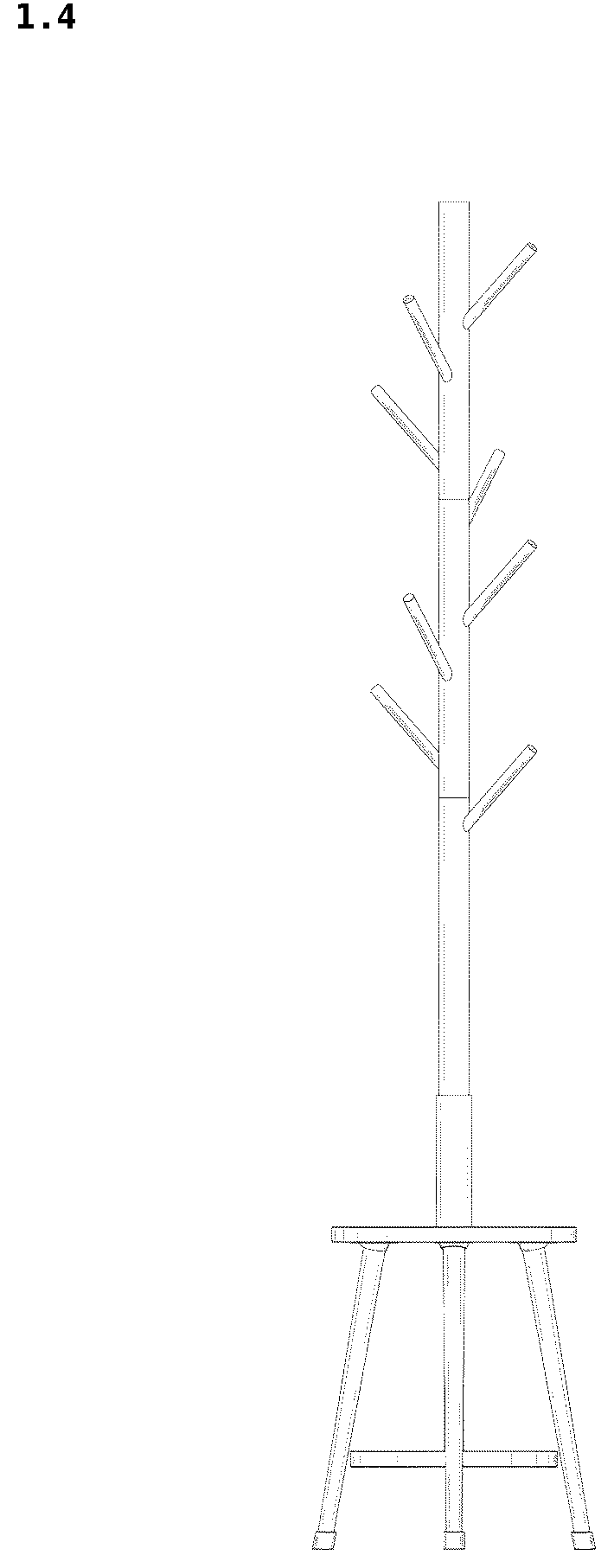 Patent USD1043200 Figure 4 – Coat rack