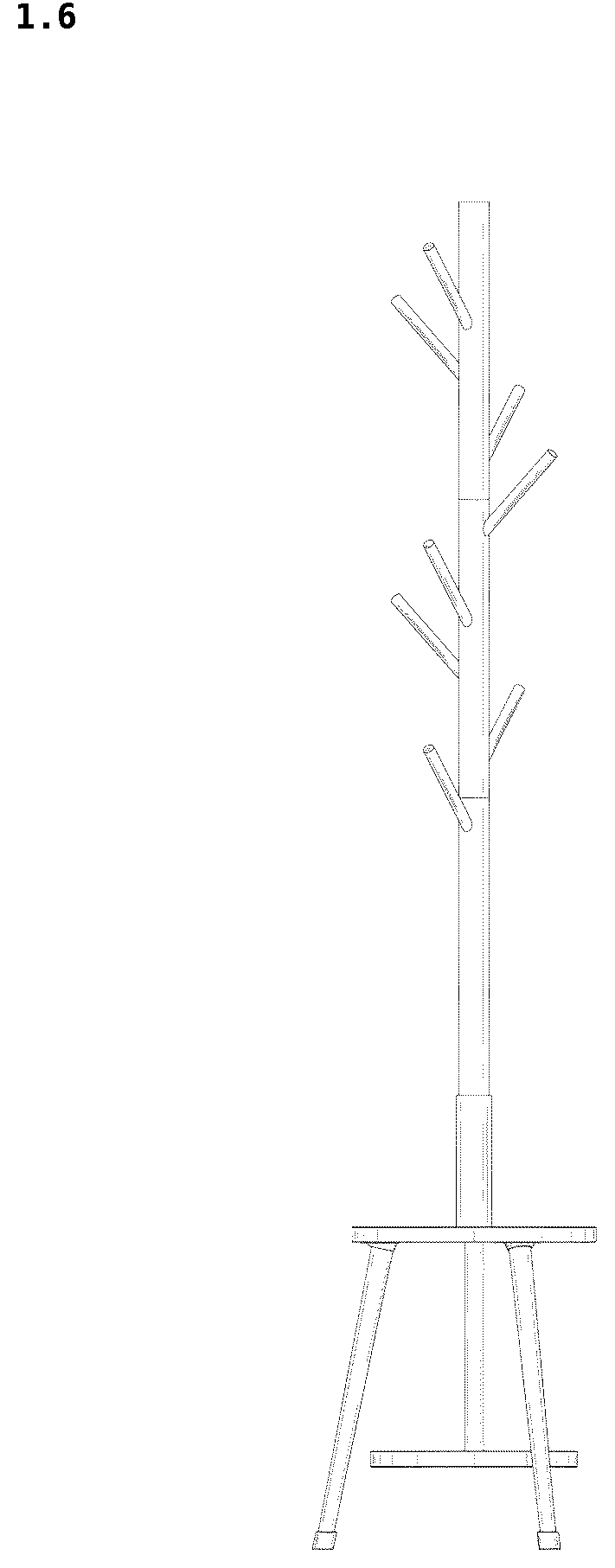 Patent USD1043200 Figure 6 – Coat rack