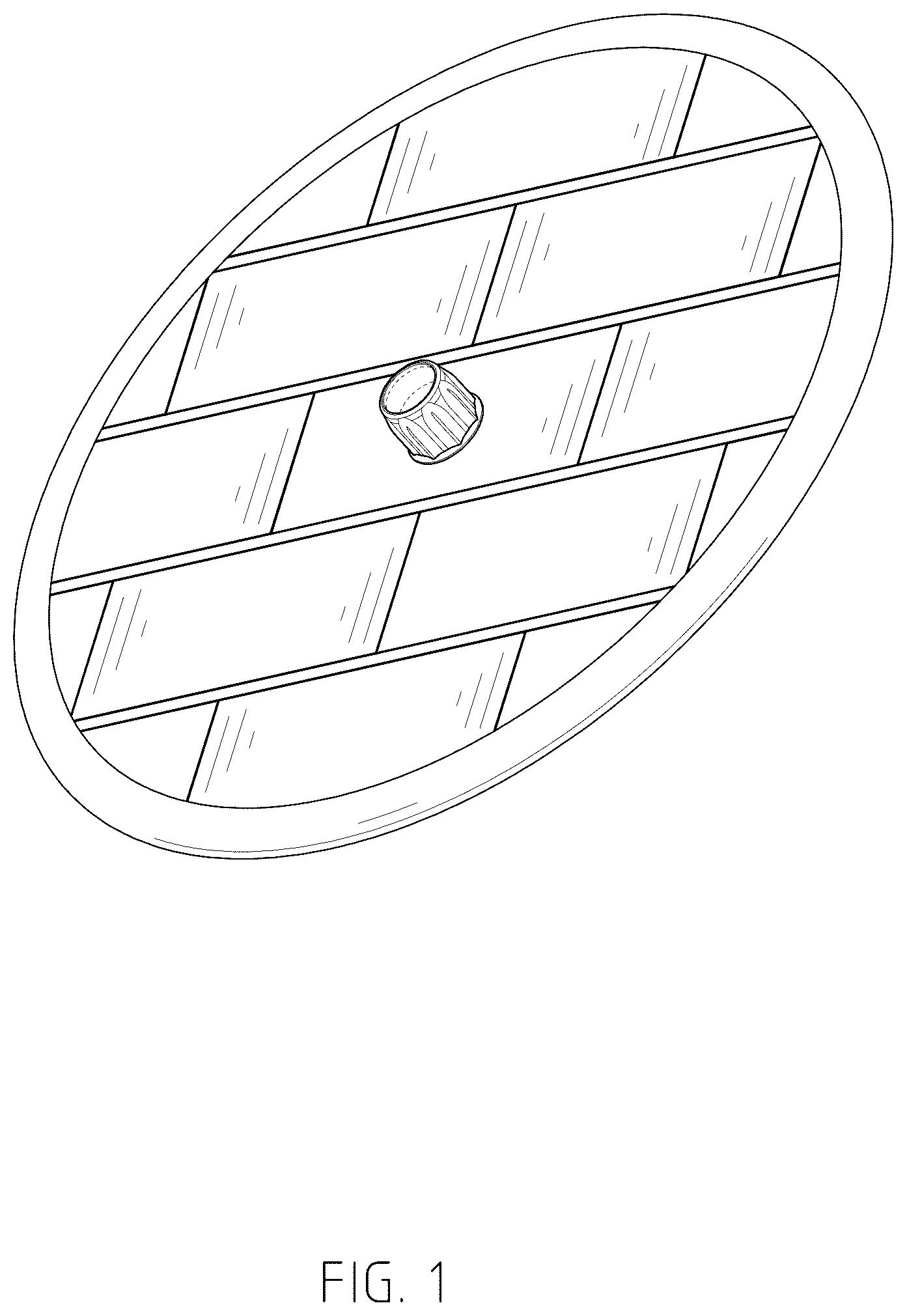 Patent USD1043207 Figure 1 – Table top with umbrella hole