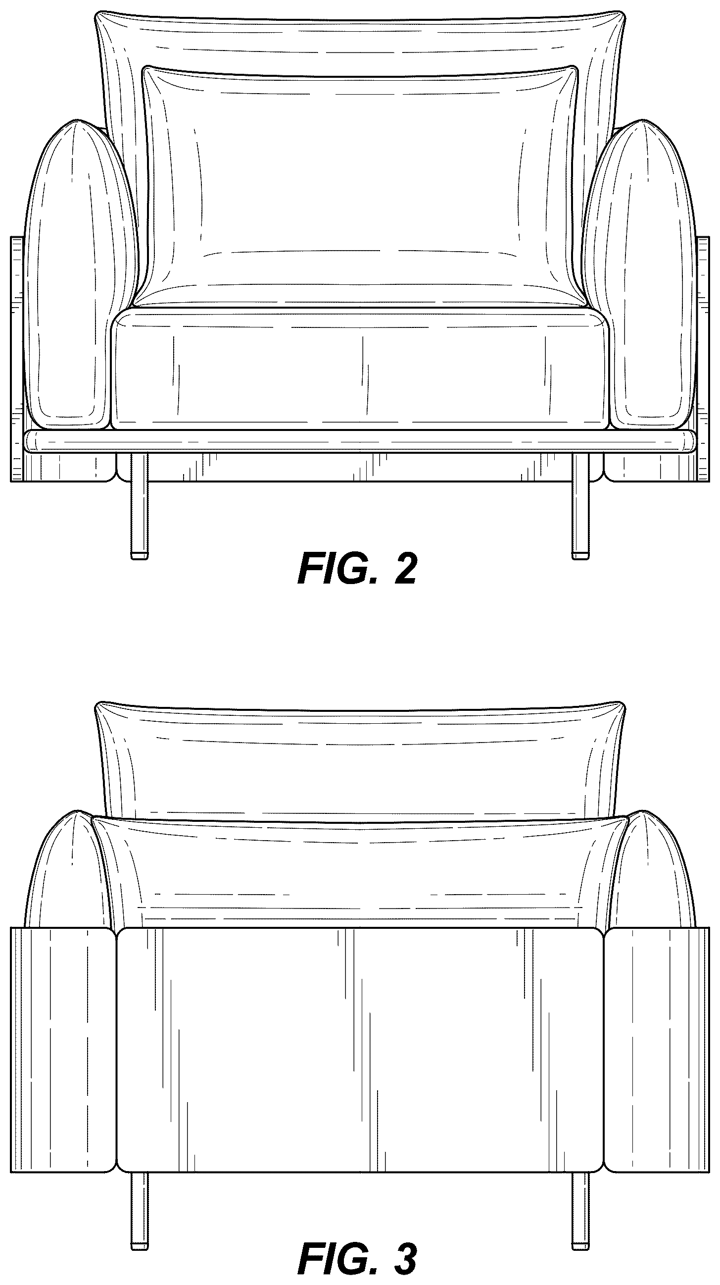 Patent USD1043213 Figure 2 – Lounge chair