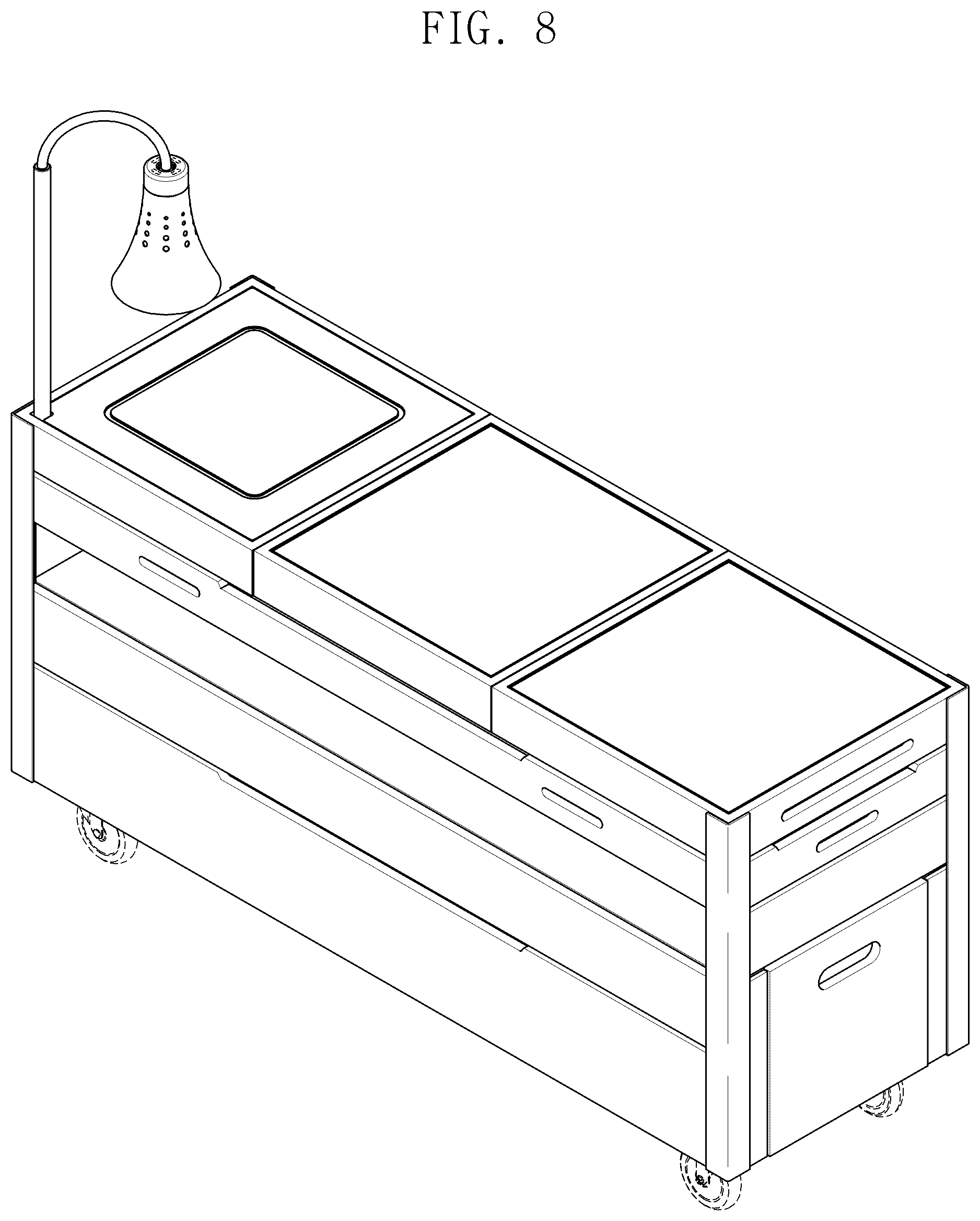 Patent USD1043228 Figure 6 – Cooking cart