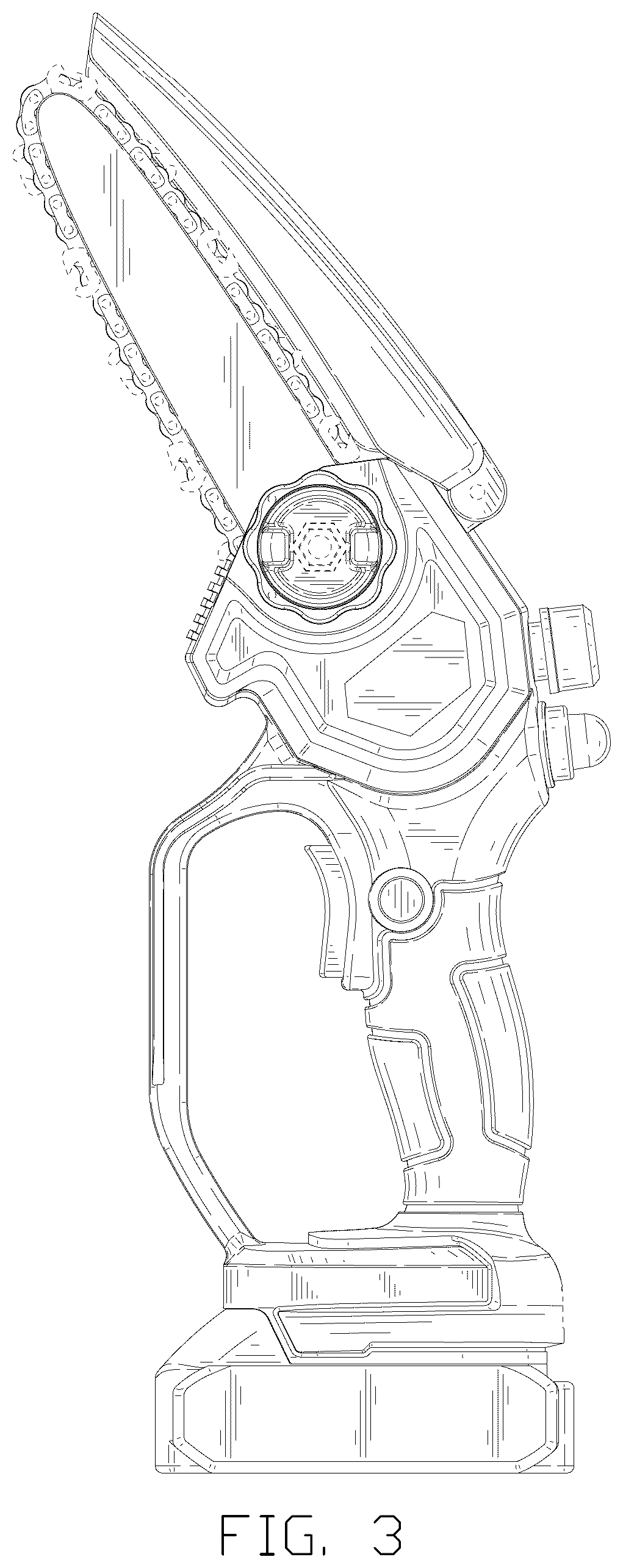 Patent USD1043299 Figure 3 – Chainsaw